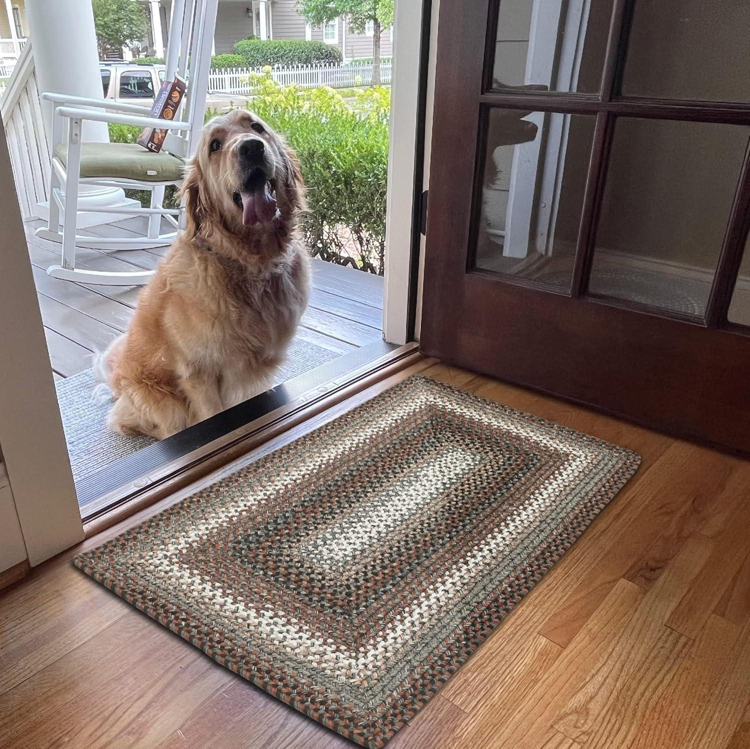 Homespice Wildwood Braided Rug 20x30in Rect. Brown-Grey-Ivory Colors. Washable Indoor-Outdoor. Uses- Entryway, Kitchen, Bathroom, Anti-Fatigue, Sink Spill Absorbing, Ergonomic Comfort Standing Mat