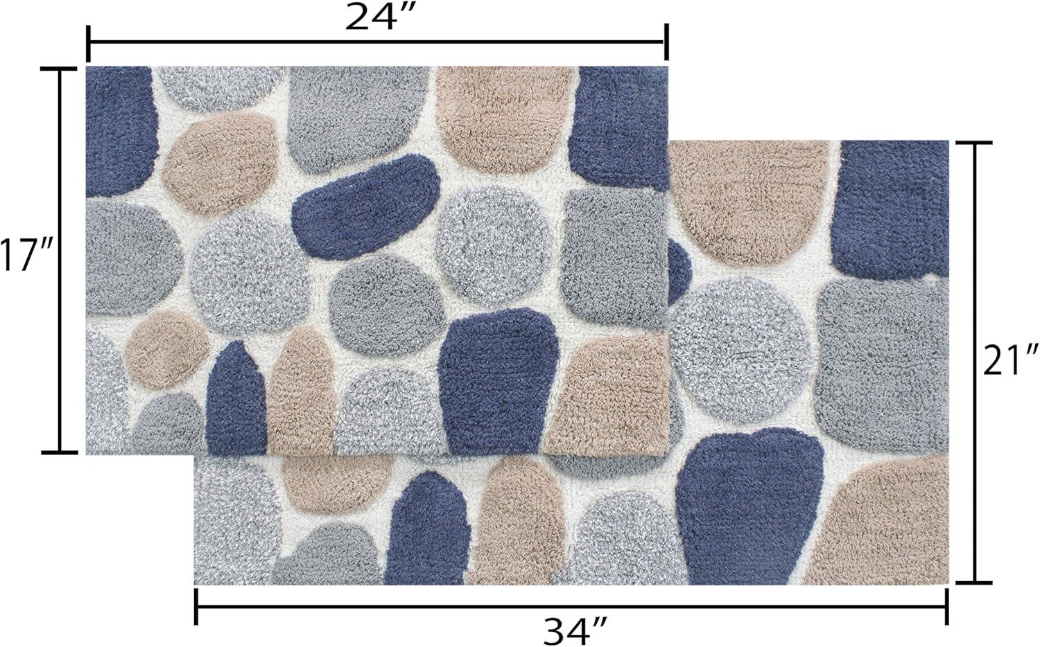 2pc 32"x20" Pebbles Bath Rug Set Gray/Blue - Chesapeake Merchandising