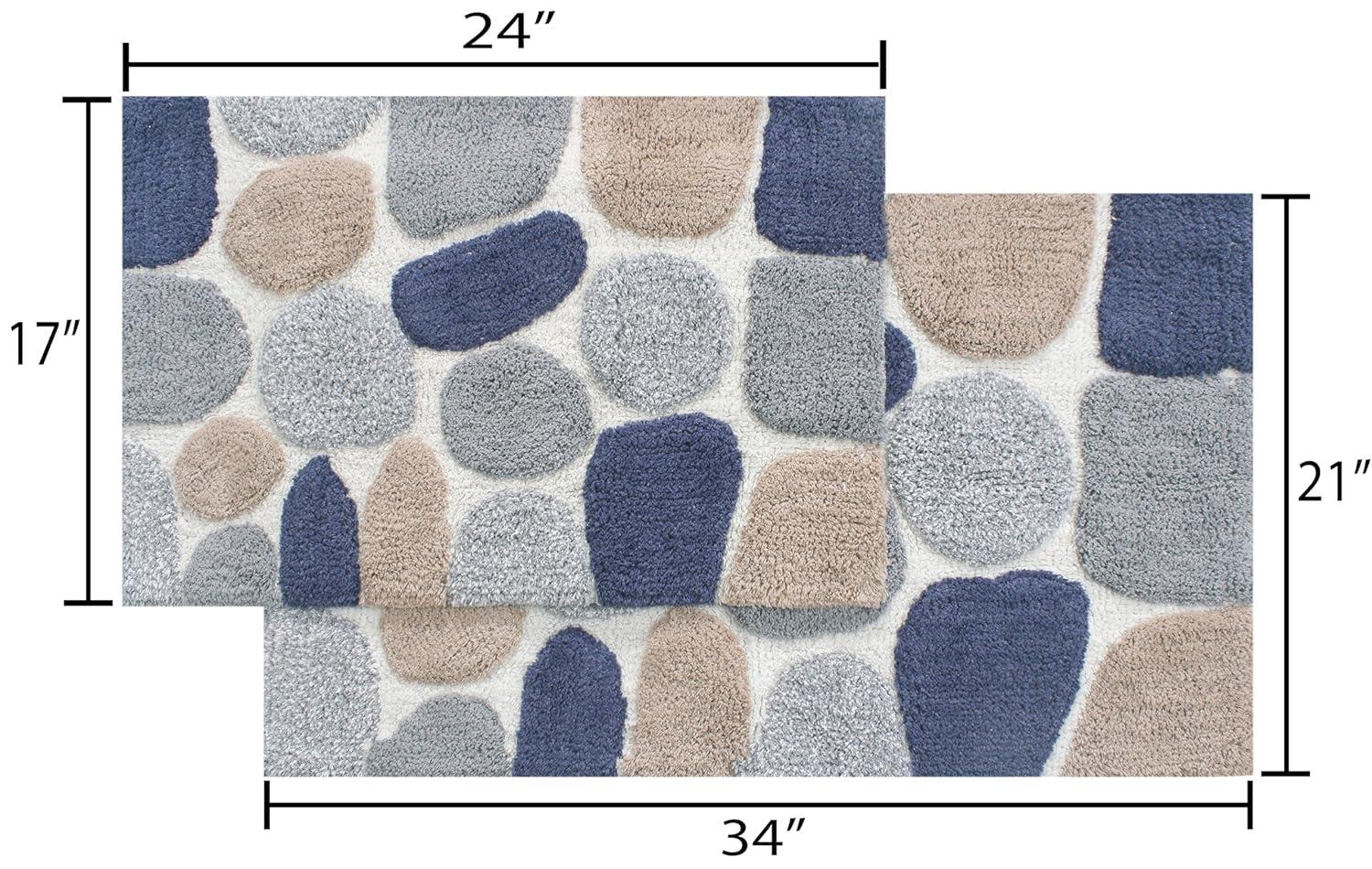 2pc 32"x20" Pebbles Bath Rug Set Gray/Blue - Chesapeake Merchandising