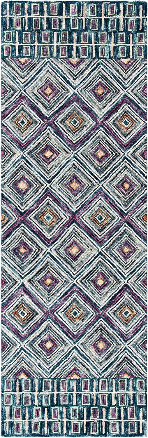 Aspen APN812 Hand Tufted Indoor Runner Rug - Blue/Red - 2'3"x7' - Safavieh