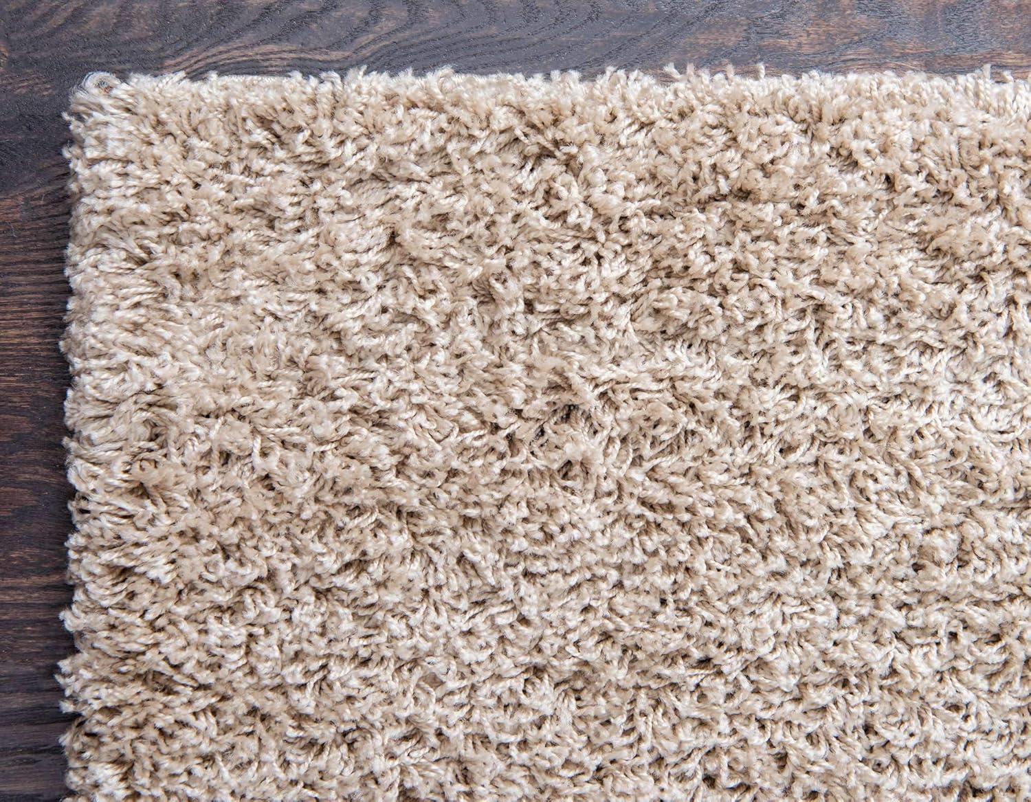 Taupe 6' x 9' Rectangular Shag Synthetic Area Rug