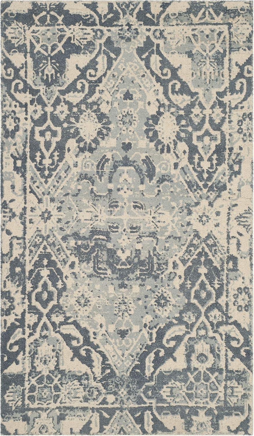 Restoration Vintage RVT532 Hand Tufted Accent Rug - Charcoal/Ivory - 2'x3' - Safavieh.