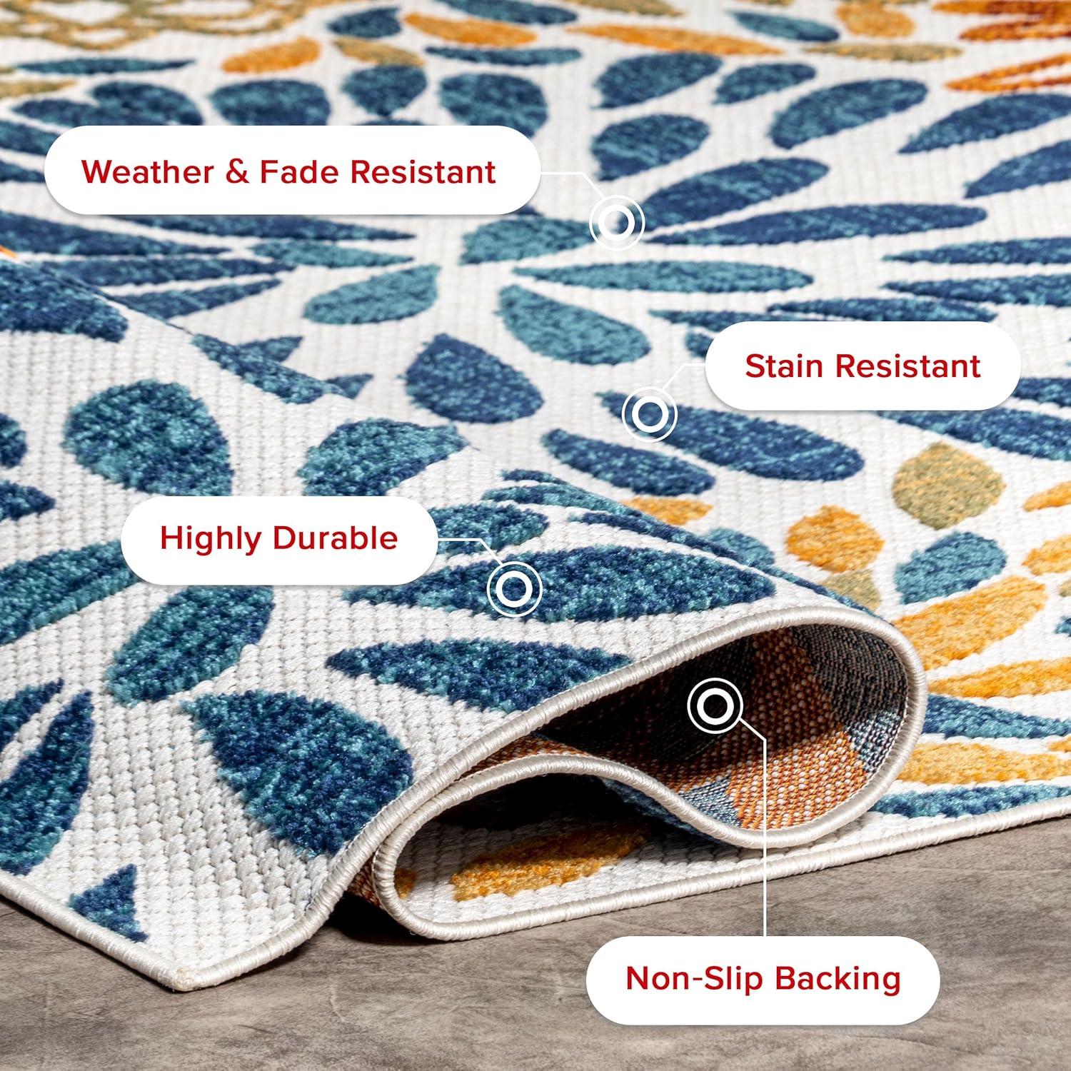 nuLOOM Monique Floral Indoor/Outdoor Area Rug, 12' x 15', Blue