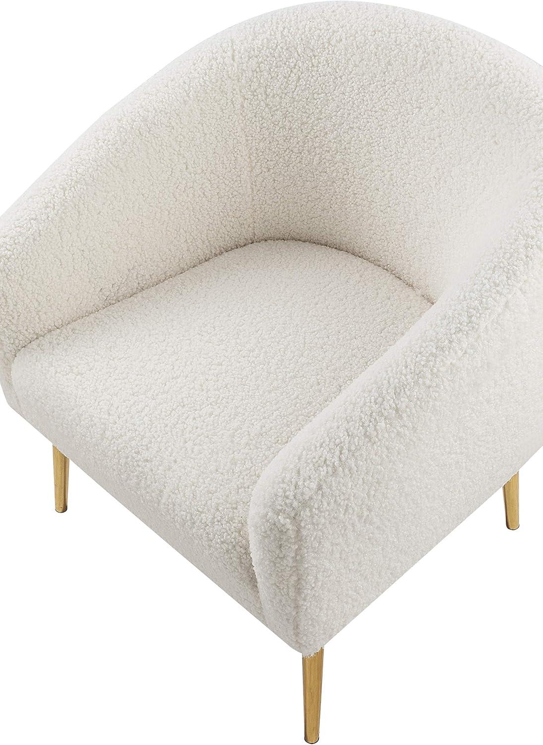 Meridian Furniture Barlow Faux Sheepskin Fur Accent Chair with Gold Legs