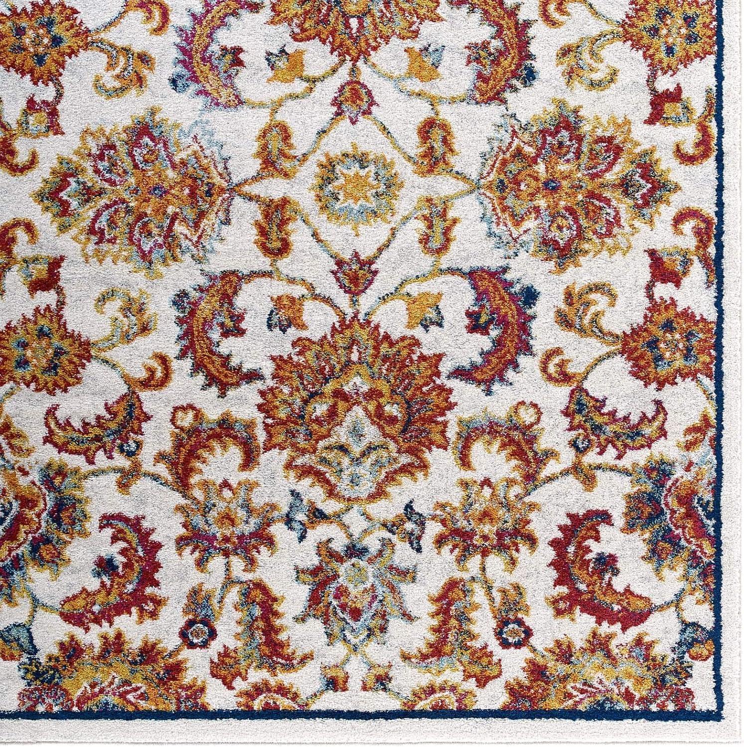 Modway Modway Porch & Den Florentia Distressed Floral Lattice Area Rug