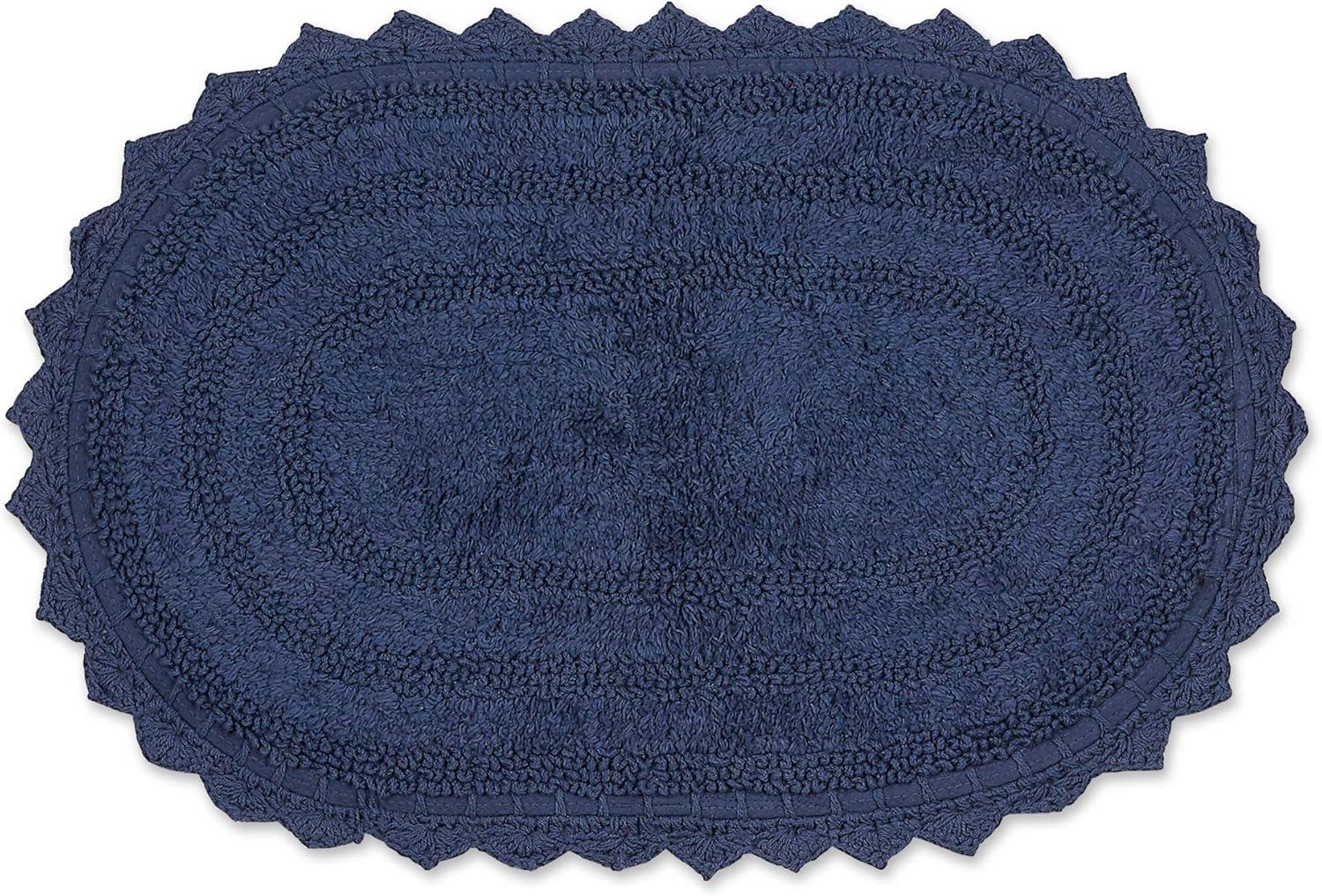 DII French Blue Small Oval Crochet Bath Mat