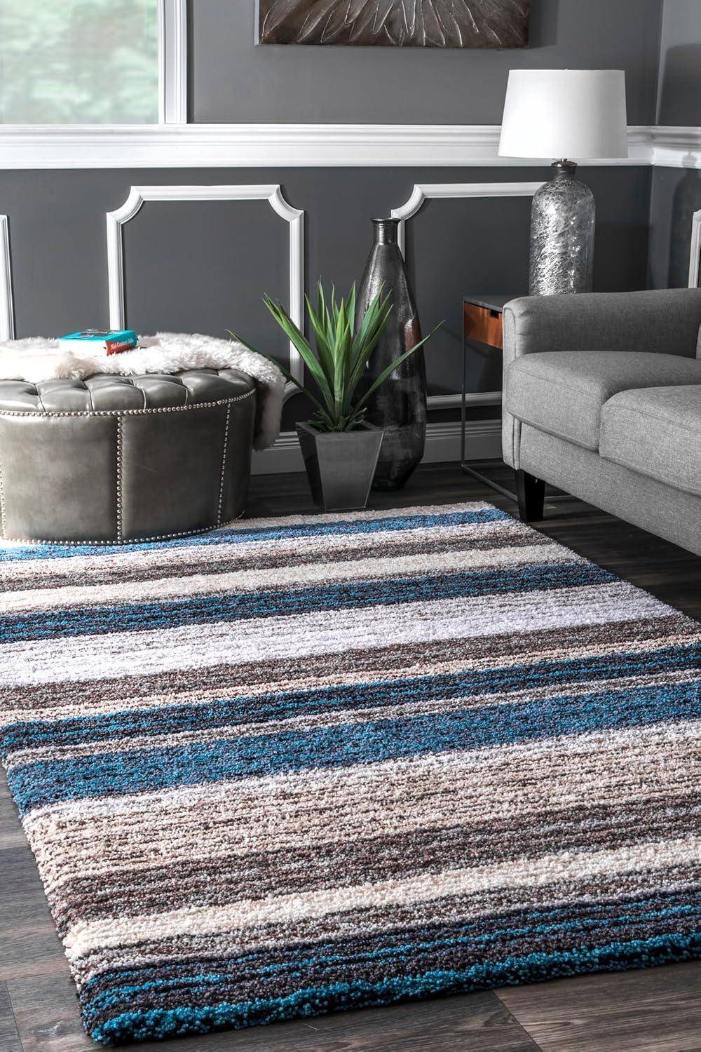 8'x10' Drey Ombre Shag Area Rug Turquoise - nuLOOM: Contemporary Tufted Medium Pile, Indoor Rectangle Rug