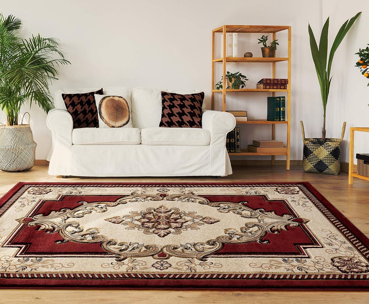 Bristol Fallon 2' x 3' Burgundy Medallion Synthetic Rug