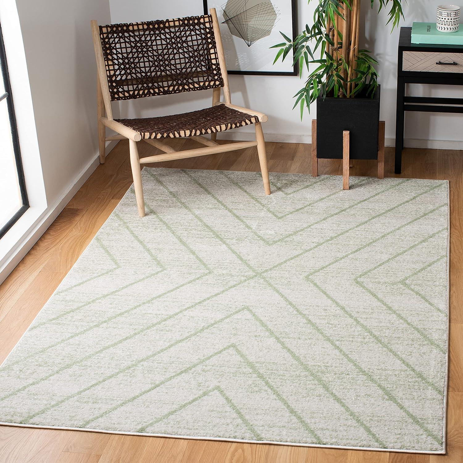 Adirondack ADR251 Machine Made Indoor Area Rug - Ivory/Sage - 4'x6' - Safavieh