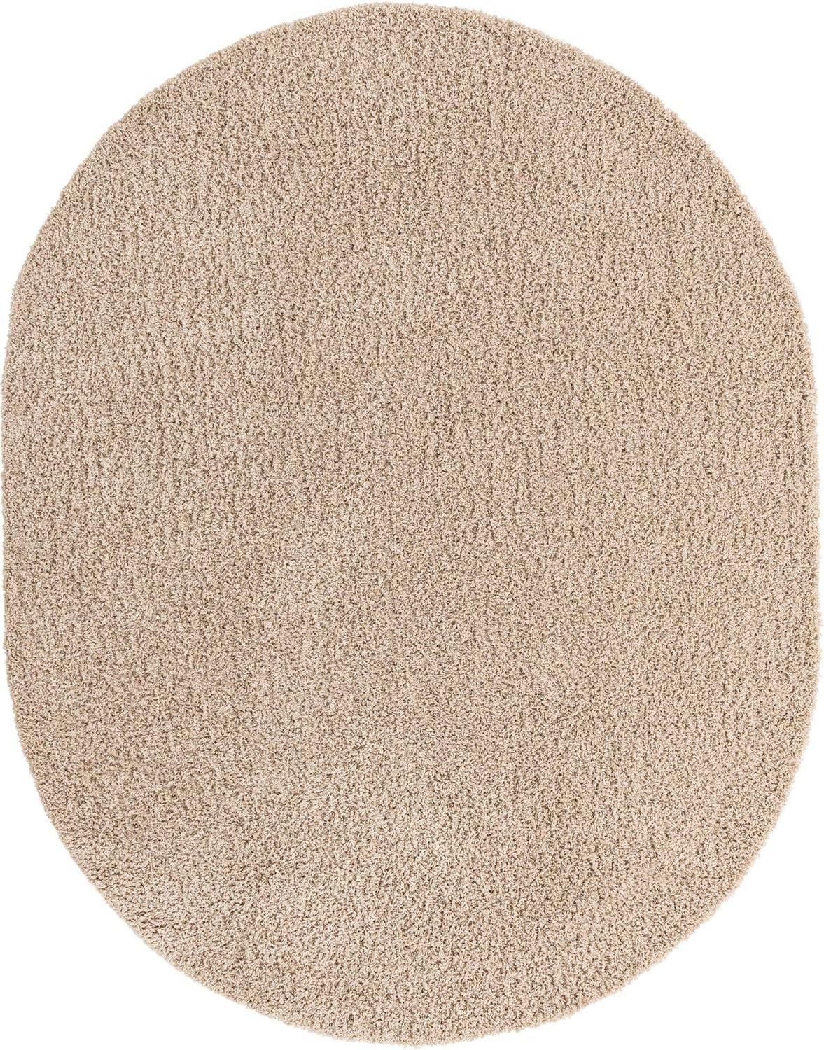 Unique Loom 8' 0 x 10' 0 Oval Solid Shag Taupe Area Rug
