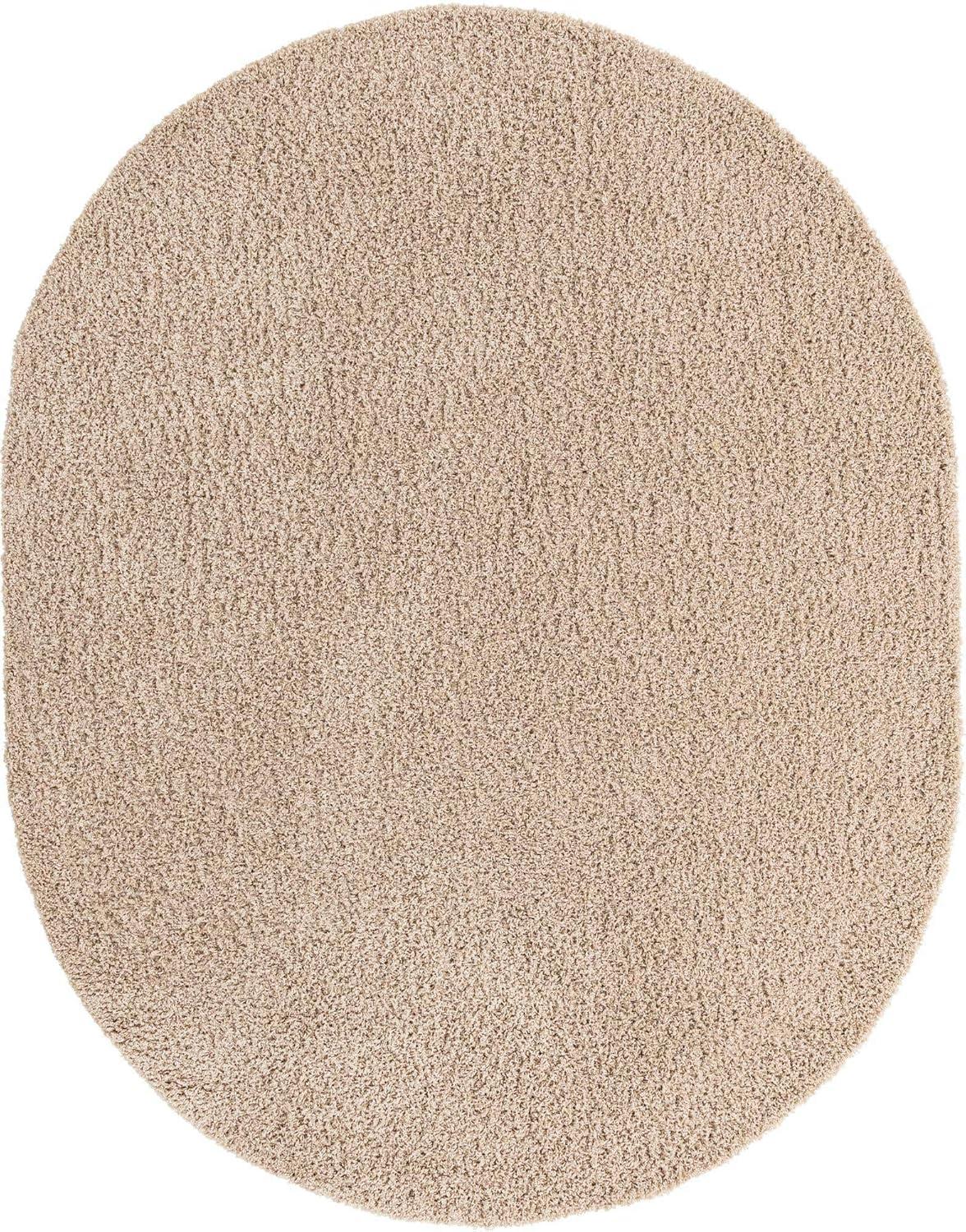 Unique Loom 8' 0 x 10' 0 Oval Solid Shag Taupe Area Rug