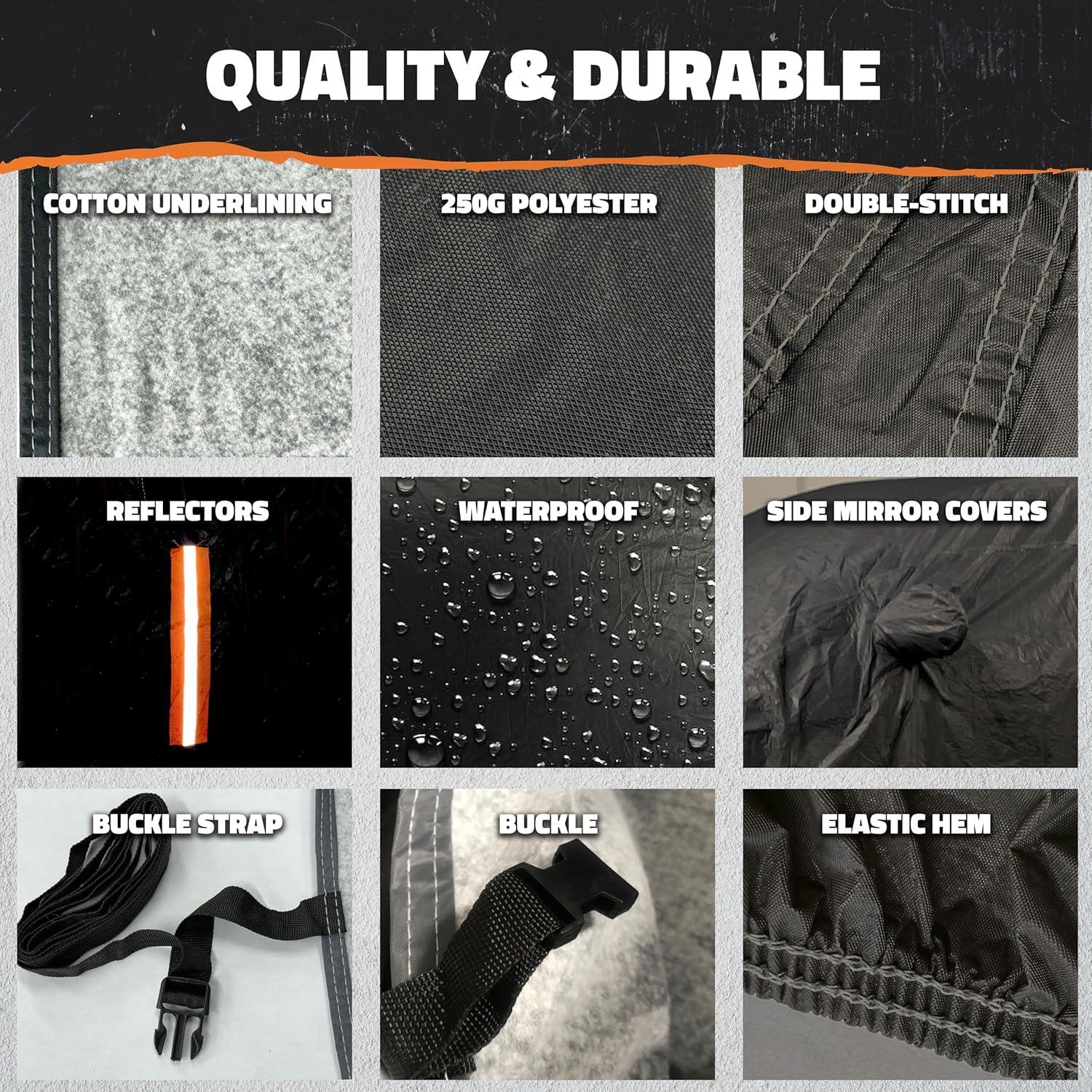 Mockins Heavy Duty Large SUV Car Cover - 200"x75"x75" - 250g PVC Cotton Lining