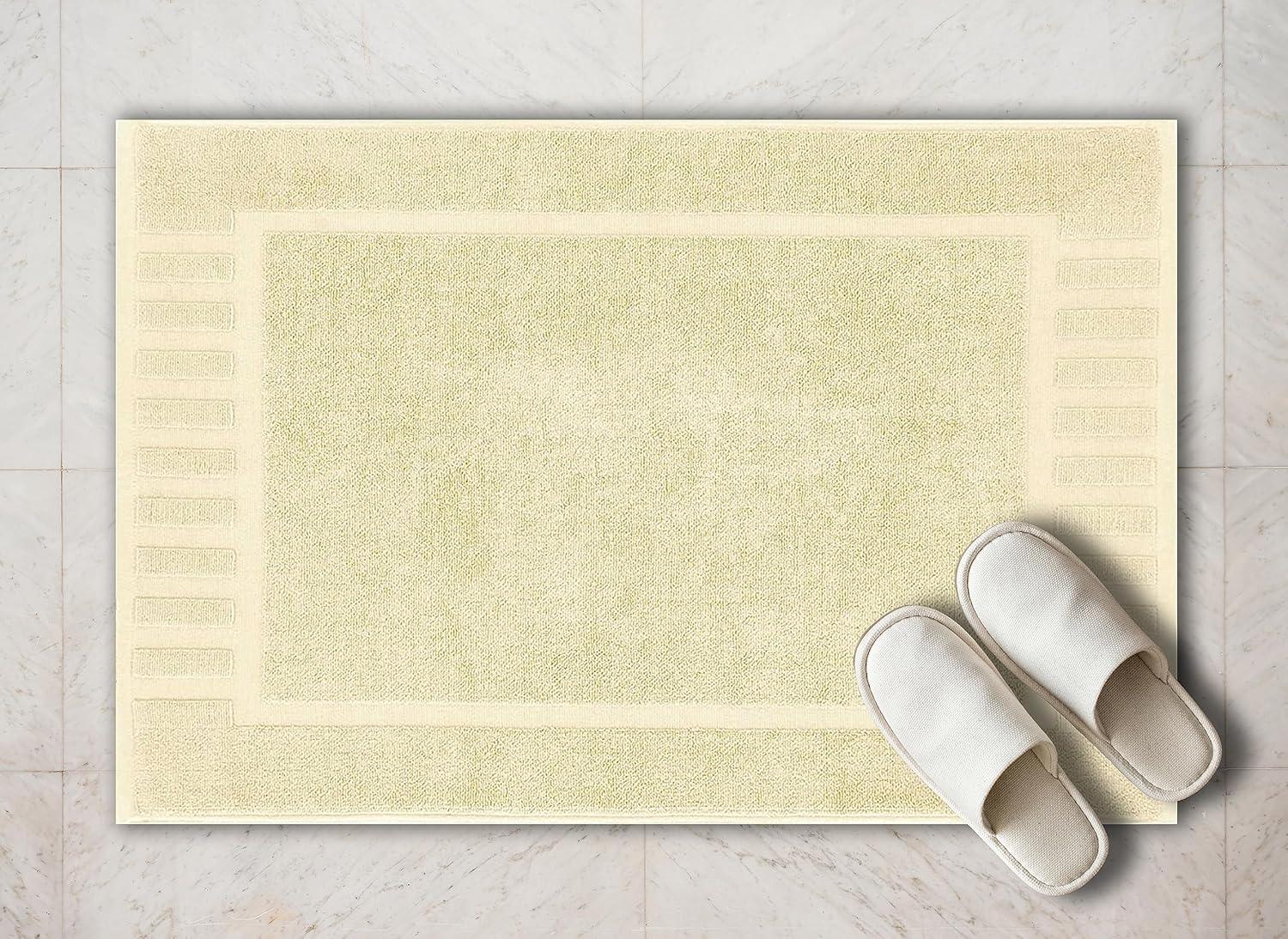 White Classic Cotton Bath Mat Floor Towel [Not a Rug] 2-Pack - 22x34" Beige