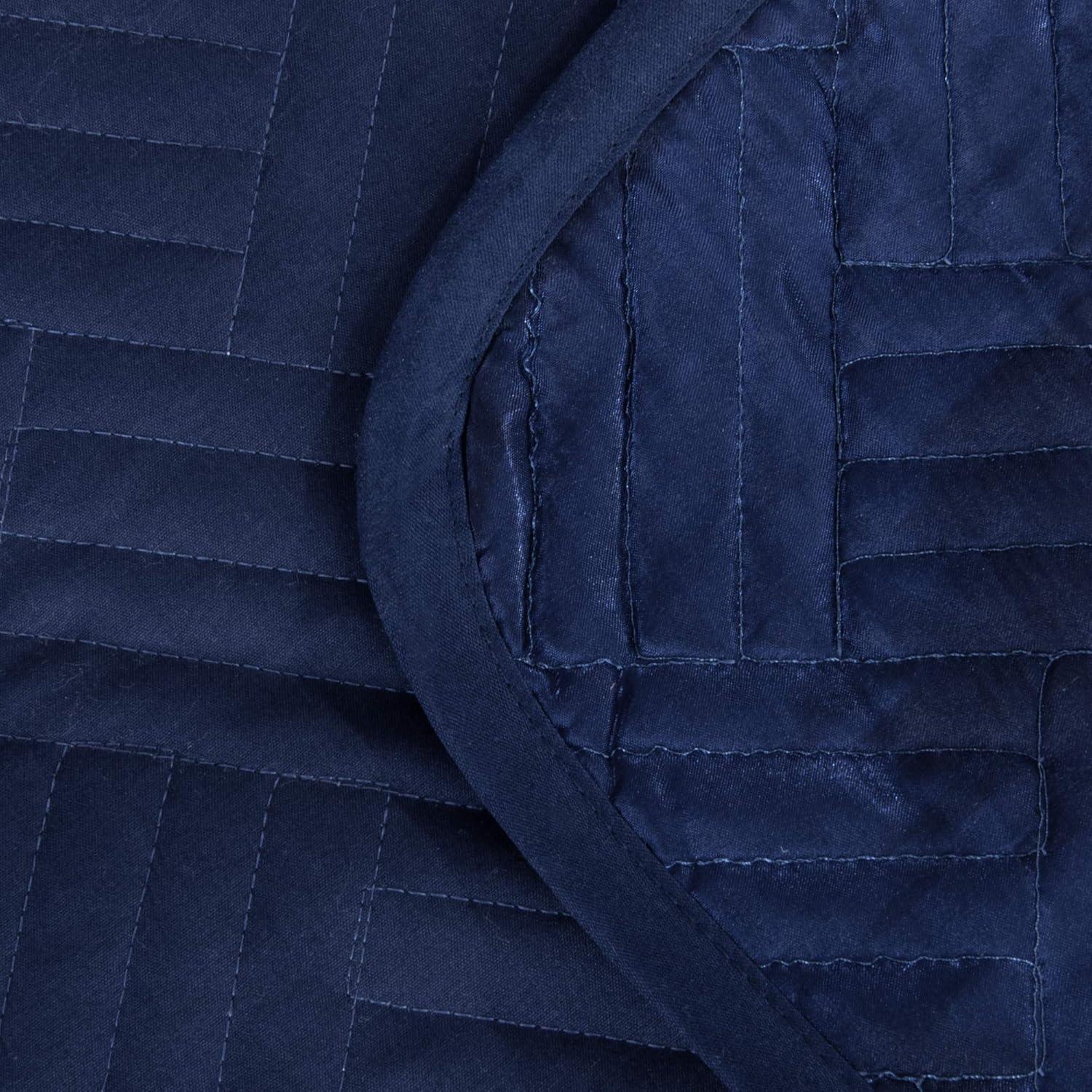 NTBAY 3 Pieces Quilt Set, Silk Satin Geometric Pattern Quilted Coverlet Set (1 Quilt, 2 Pillow Shams) - NTBAY