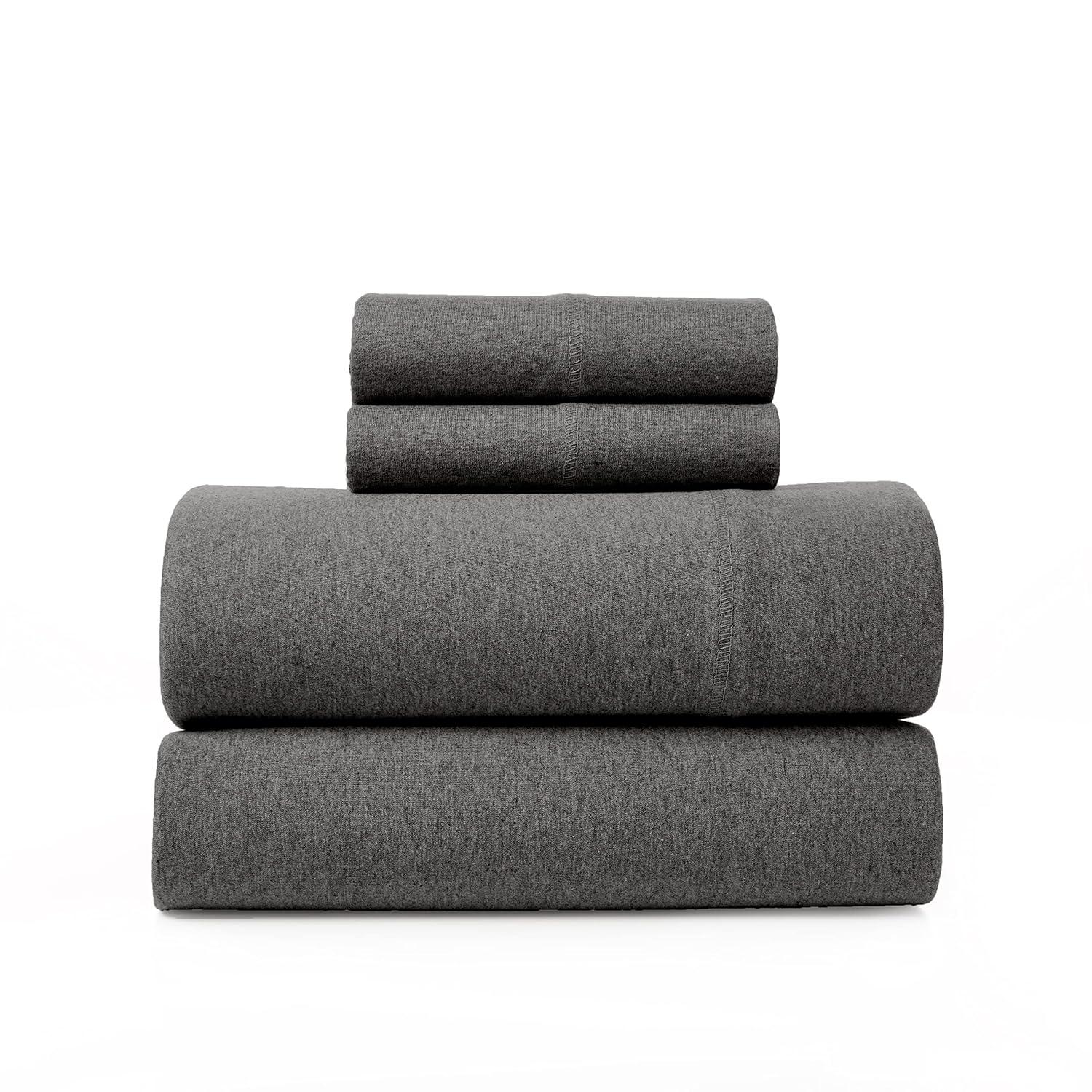 Road Trip America Jersey Sheet Set - 4 Pieces Queen Cotton Sheets Set - Stretchable Ultrasoft Luxury Knit Bed Linen (Dark Gray, Queen)