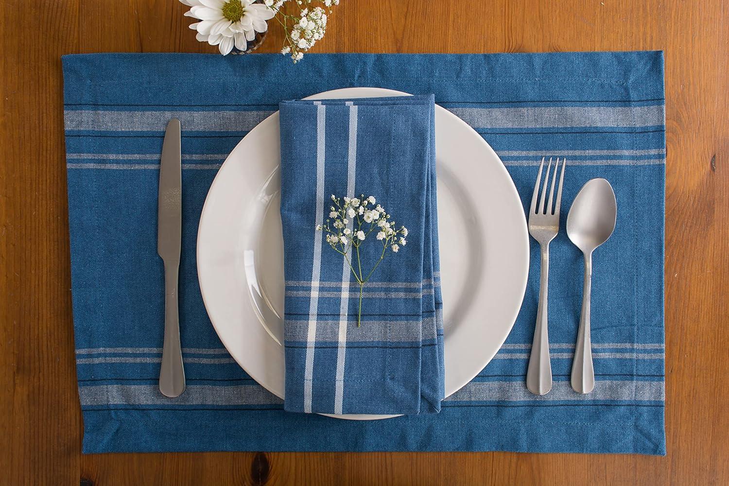 DII Modern Cotton Chambray French Stripe Napkin in Blue (Set of 6)