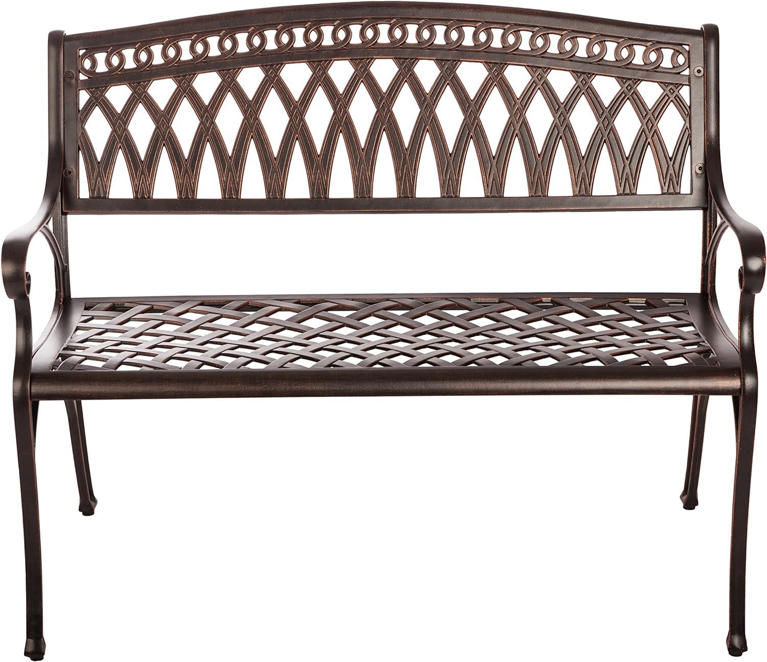 Simone 40" Antique Bronze Cast Aluminum Patio Bench