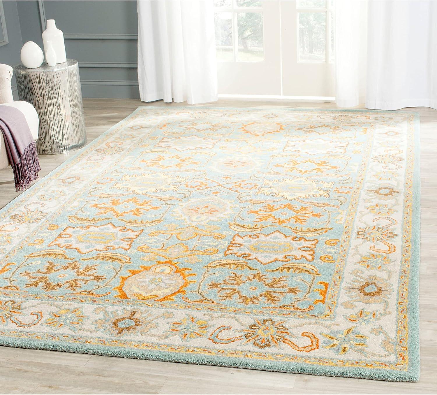 SAFAVIEH Heritage Giles Traditional Wool Area Rug, Light Blue/Ivory, 2' x 3'