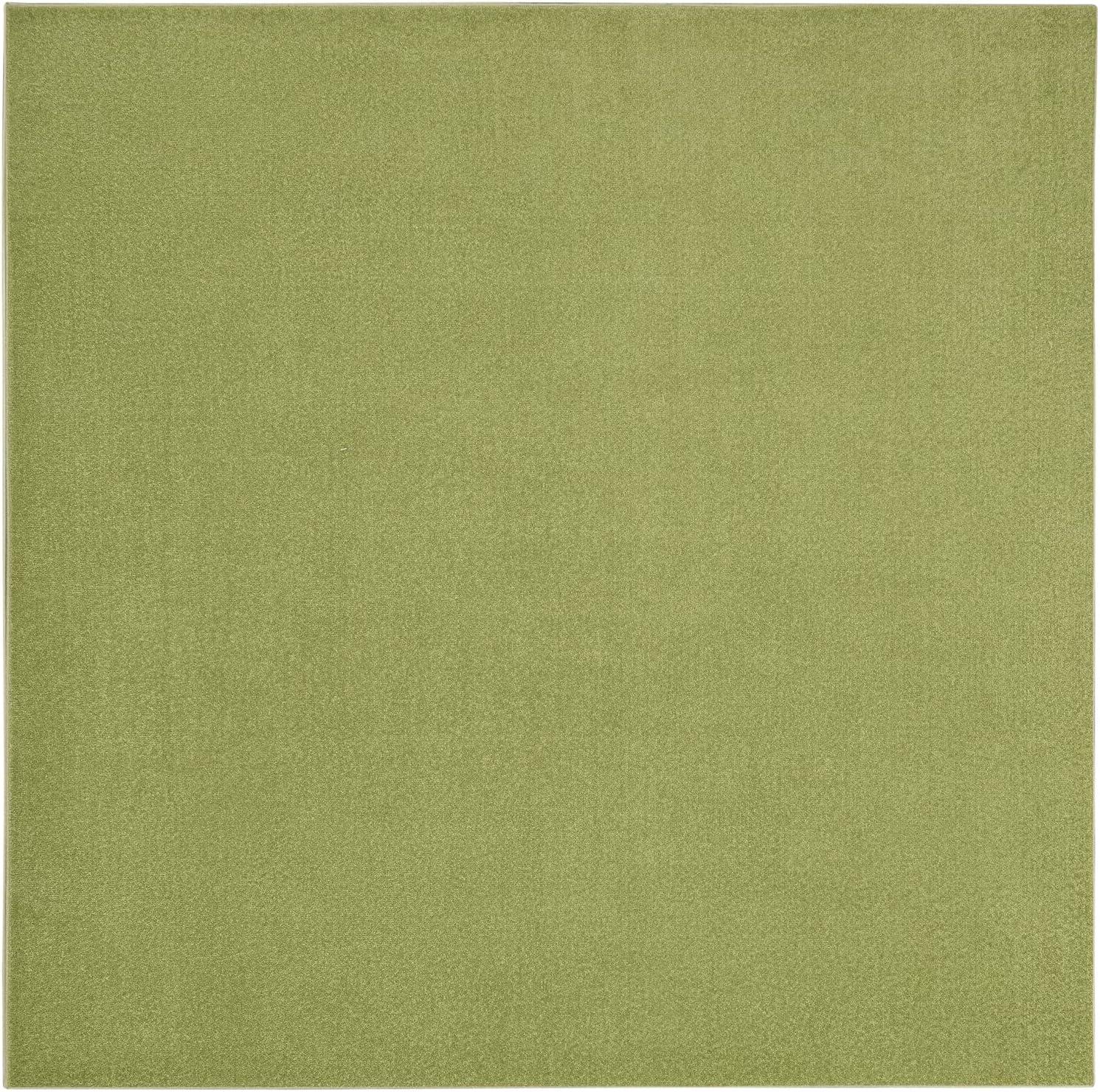 Mossy Green Square 7' Synthetic Flat-Woven Indoor/Outdoor Rug