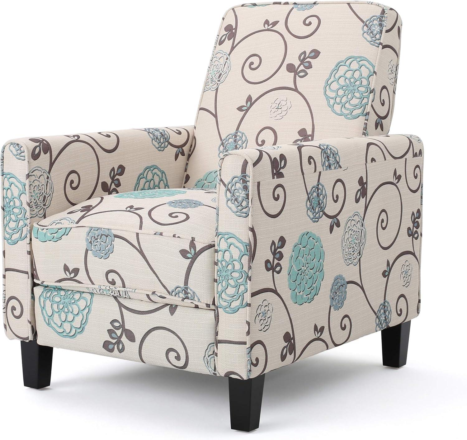 Darvis Fabric Recliner White - Christopher Knight Home: Petite Design, Tapered Legs, Piped Edges