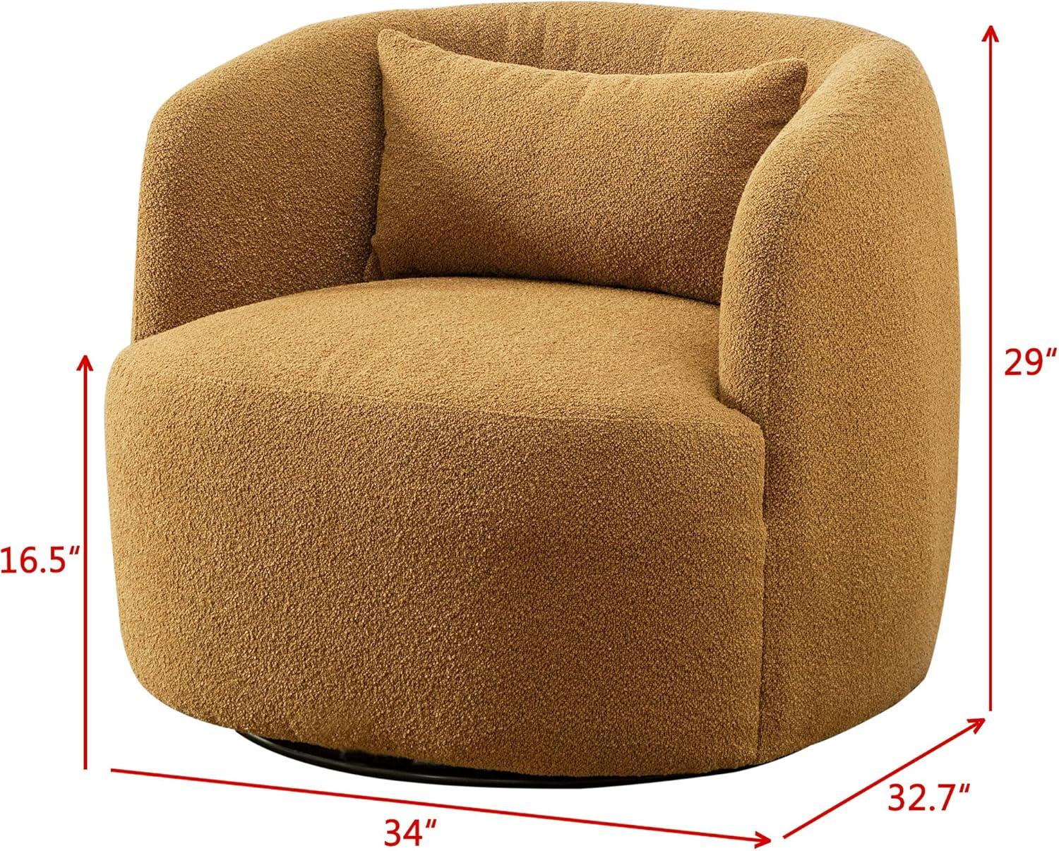 Bruschi 34" Wide Boucle Polyester Upholstered Swivel Armchair