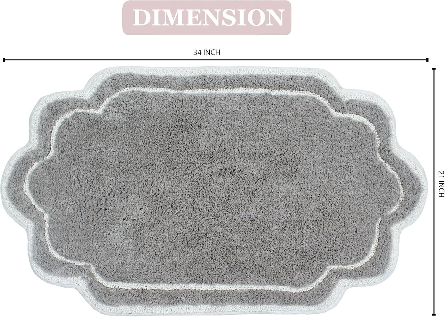 Home Weavers Allure Collection Bathroom Rug 100% Cotton Tufted Bathroom Rug, Soft and Absorbent Bath Rugs, Non-Slip Bath Carpet, Machine Wash Dry Bath Mats for Bathroom Floor- 21"x34" Bath Rug, Gray