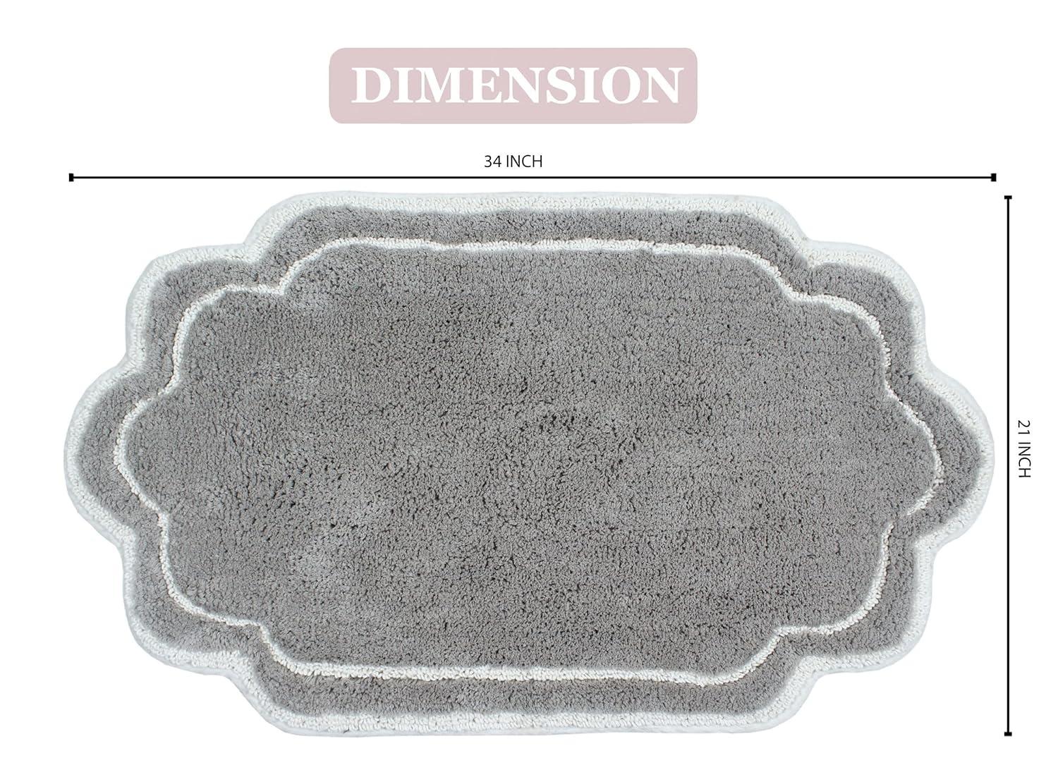 Home Weavers Allure Collection Bathroom Rug 100% Cotton Tufted Bathroom Rug, Soft and Absorbent Bath Rugs, Non-Slip Bath Carpet, Machine Wash Dry Bath Mats for Bathroom Floor- 21"x34" Bath Rug, Gray
