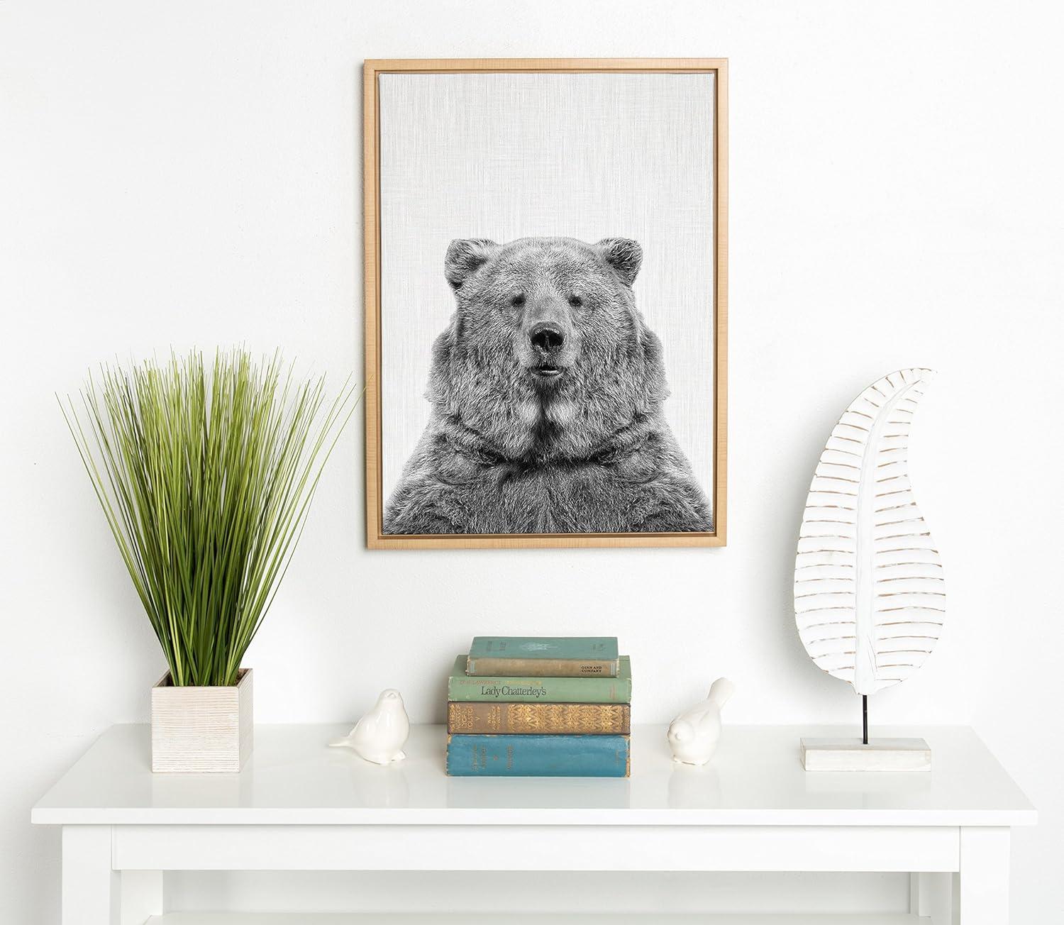 18" x 24" Sylvie Bear Framed Canvas by Simon Te Tai Natural - Kate and Laurel