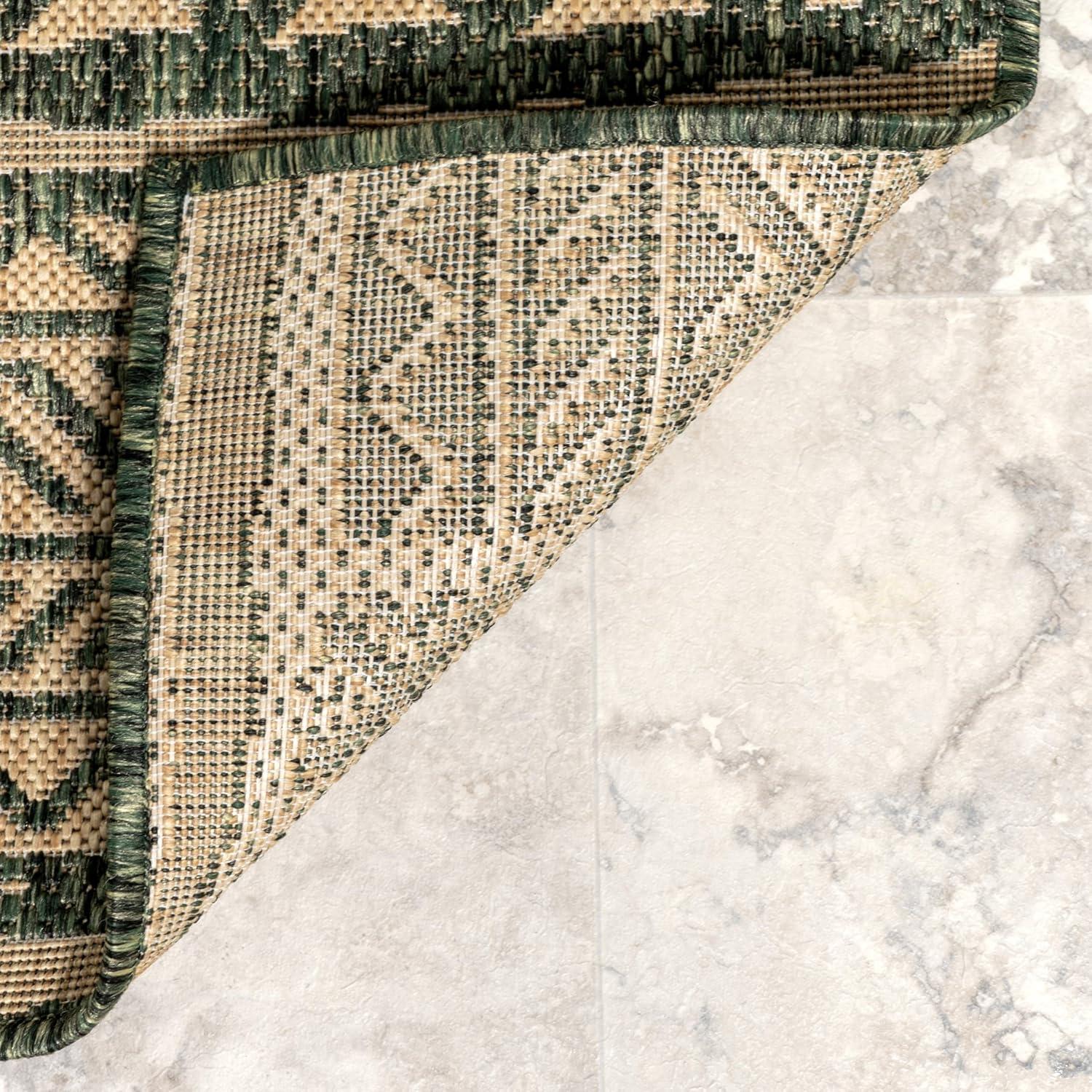 6'7"x9' Abbey Geometric Striped Indoor and Outdoor Area Rug Beige - nuLOOM: Low Pile, Machine Made, Polypropylene