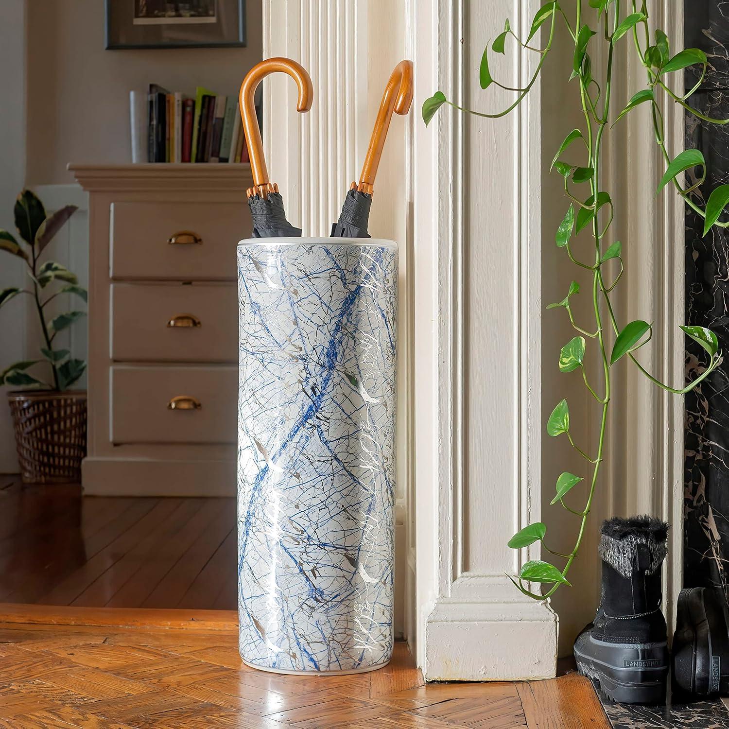 24" Abstract Blue & Silver Umbrella Stand