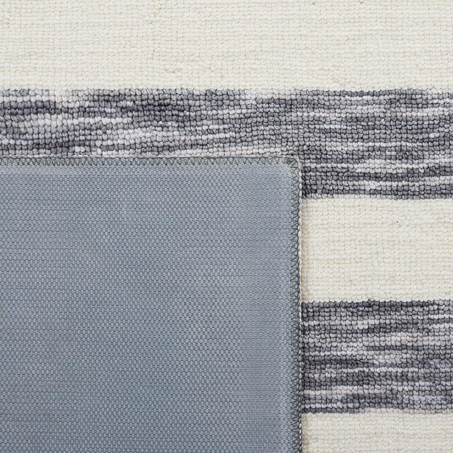 SAFAVIEH Easy Care Fergal Stripe Area Rug, 5' x 8', Dark Grey/Ivory