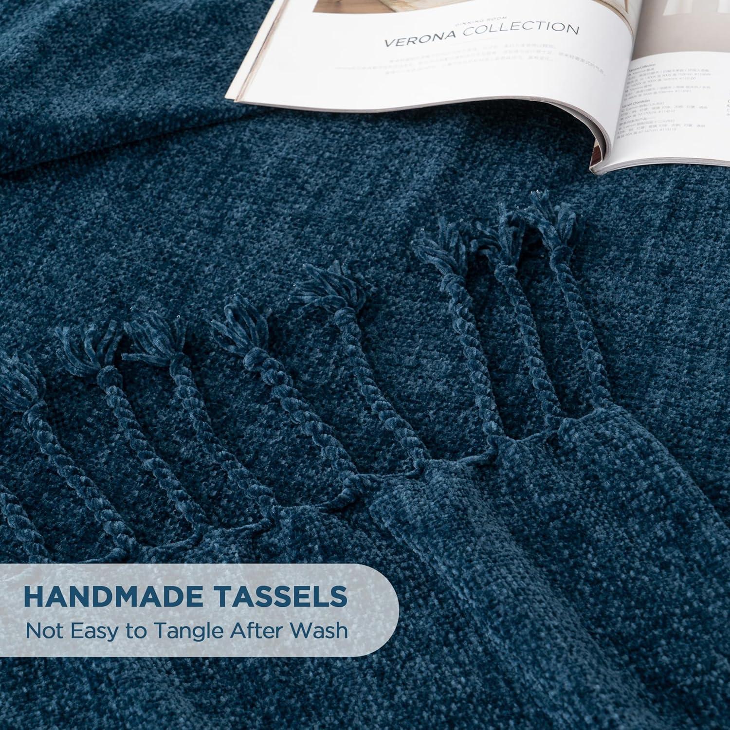 Battilo Home Throw Blanket for Couch, Textured Soft Throw Blankets, Decorative Knitted Blanket for Home Living Room Decor, 50"x60"