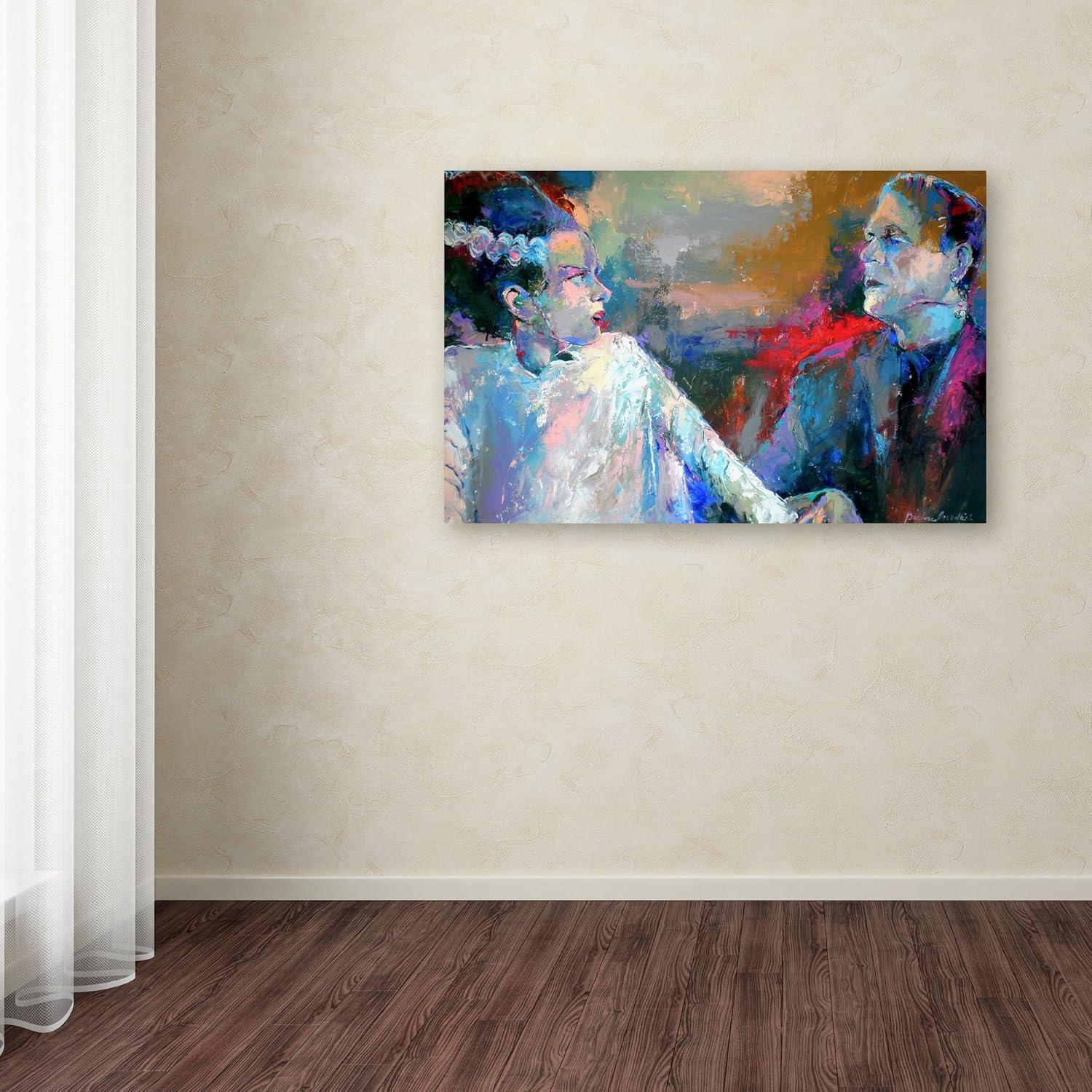 Frankenstein and Bride Blue and Red Canvas Art