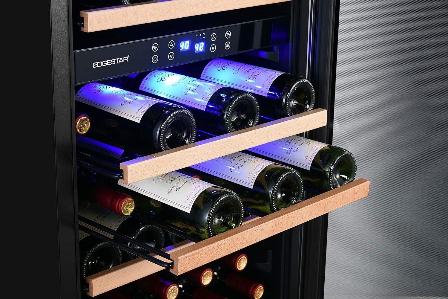 Stainless Steel Dual Zone 38-Bottle Wine Cooler with LED Lighting