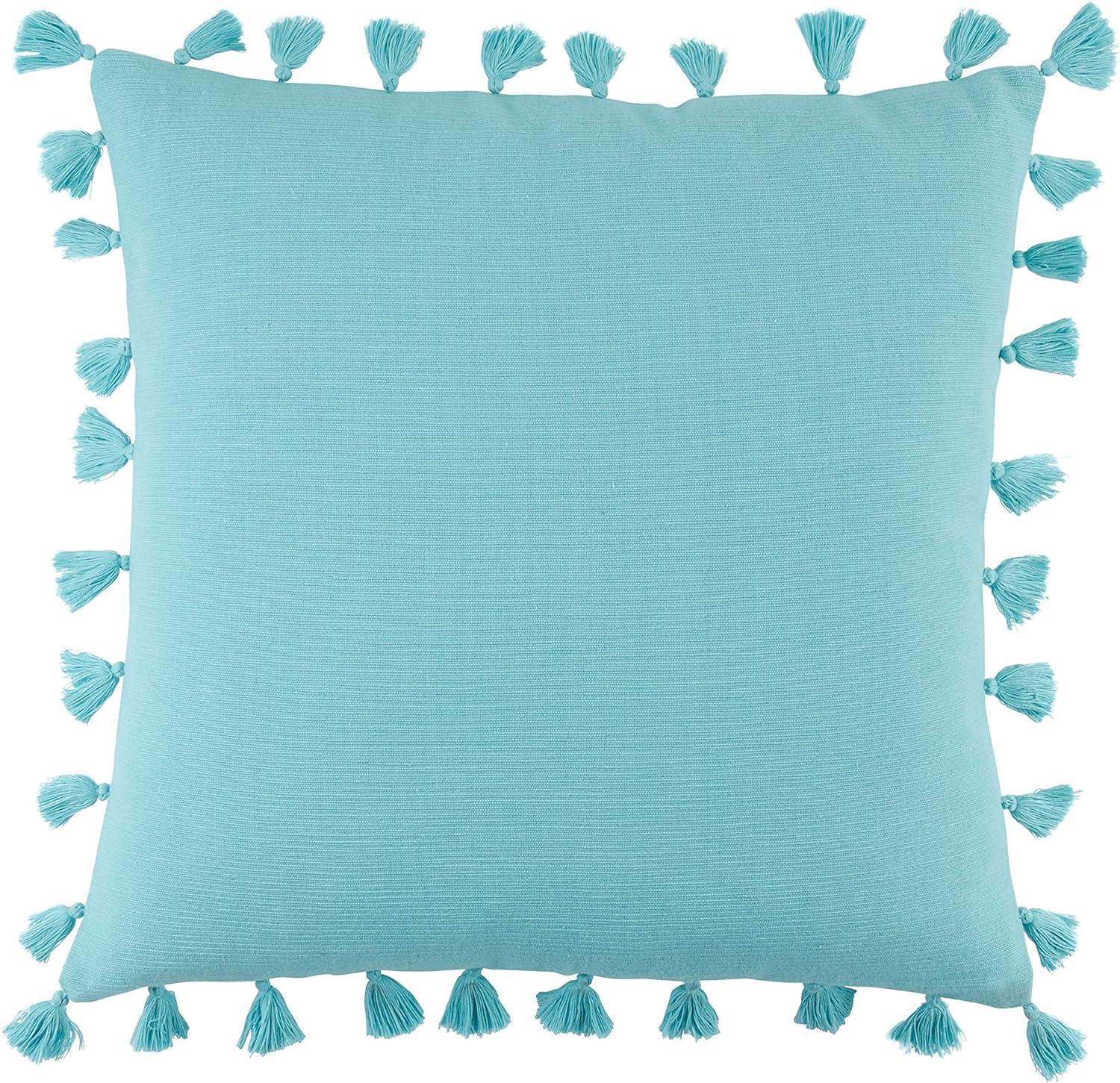 Saro Mabel Collection Tassels Cotton Throw Pillow