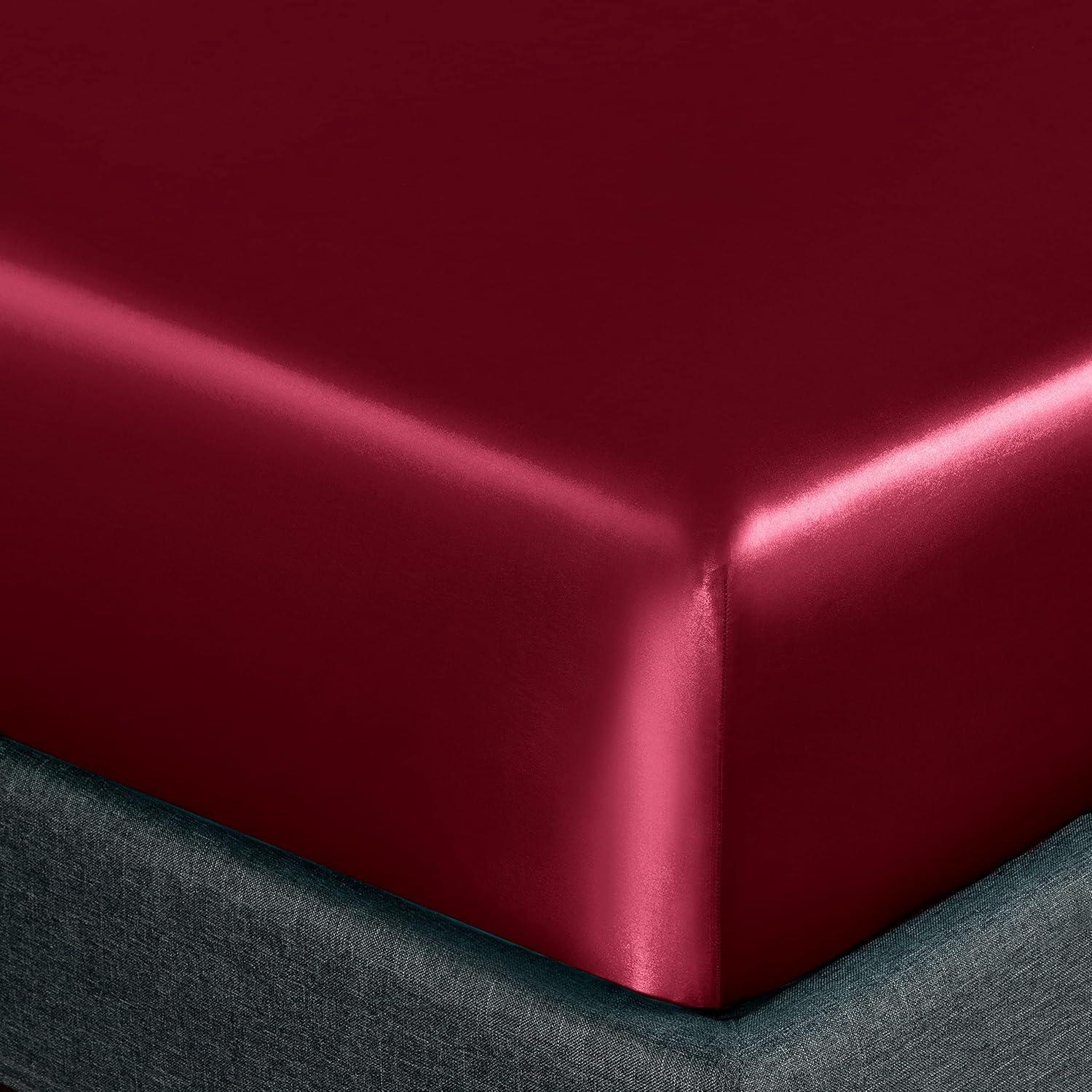 Burgundy King Satin Microfiber Deep Pocket Sheet Set