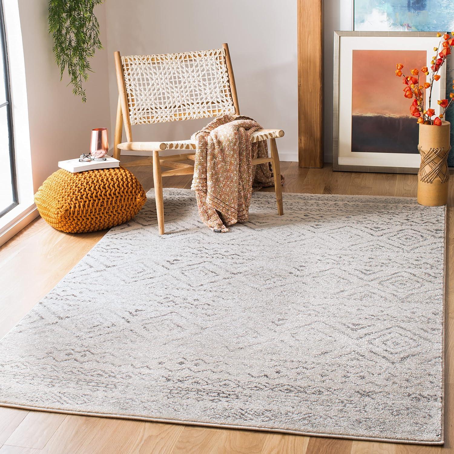 SAFAVIEH Tulum Merletta Moroccan Geometric Area Rug, 10' x 10' Square, Ivory/Grey