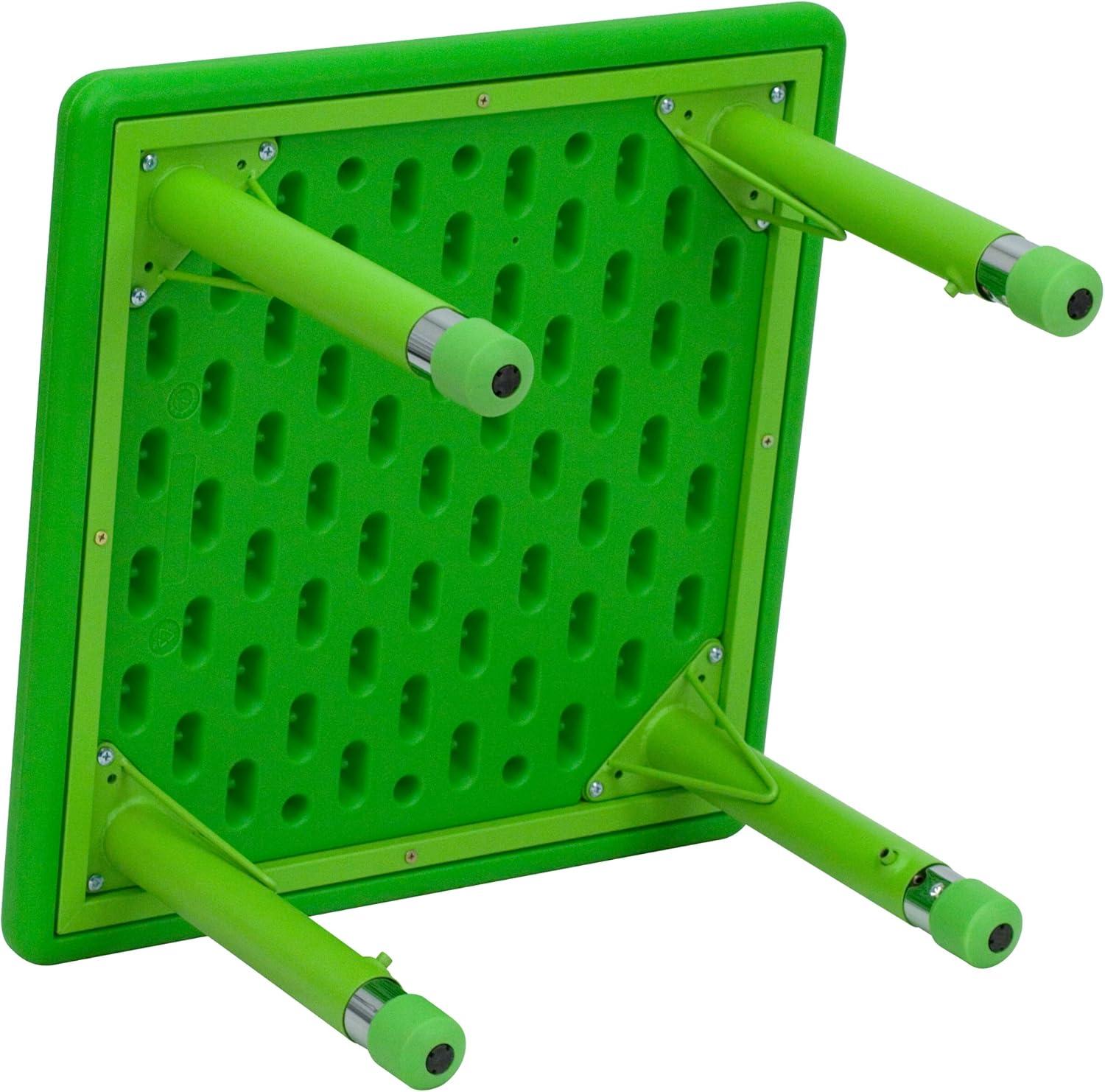 Flash Furniture Wren 24'' Square Green Plastic Height Adjustable Activity Table
