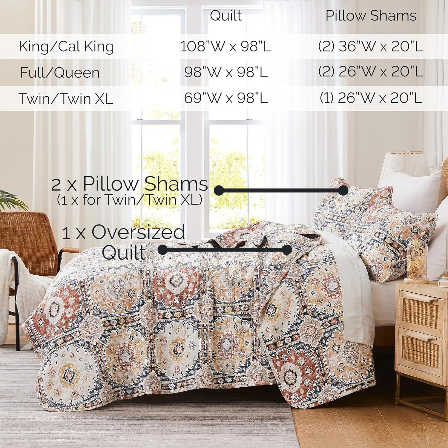 Southshore Fine Living Kilim Oversized 2-Piece Quilt Set Natural Twin / Twin XL