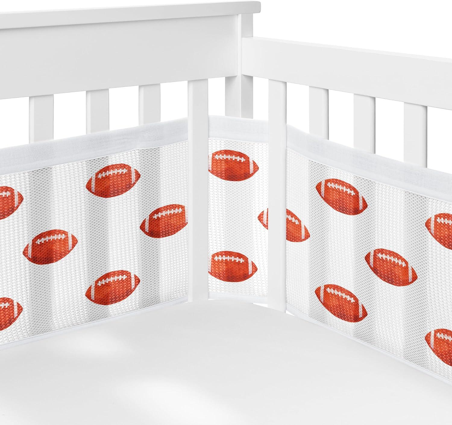 Sweet Jojo Designs + BreathableBaby Boy Breathable Mesh Crib Liner Pad Football Brown and White