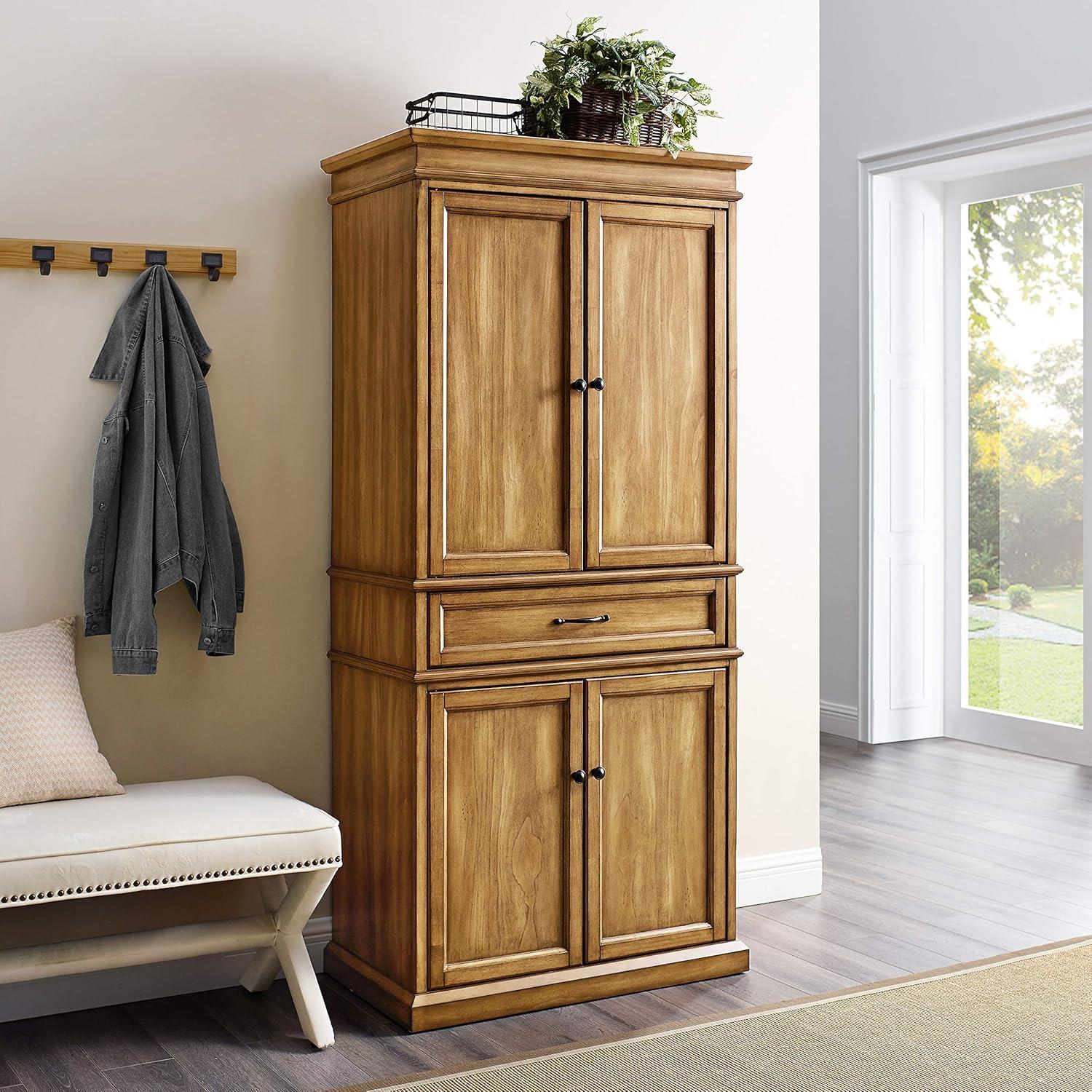 Parsons Pantry Storage Wood/Mahogany - Crosley: Adjustable Shelving, Drawer, Traditional Style