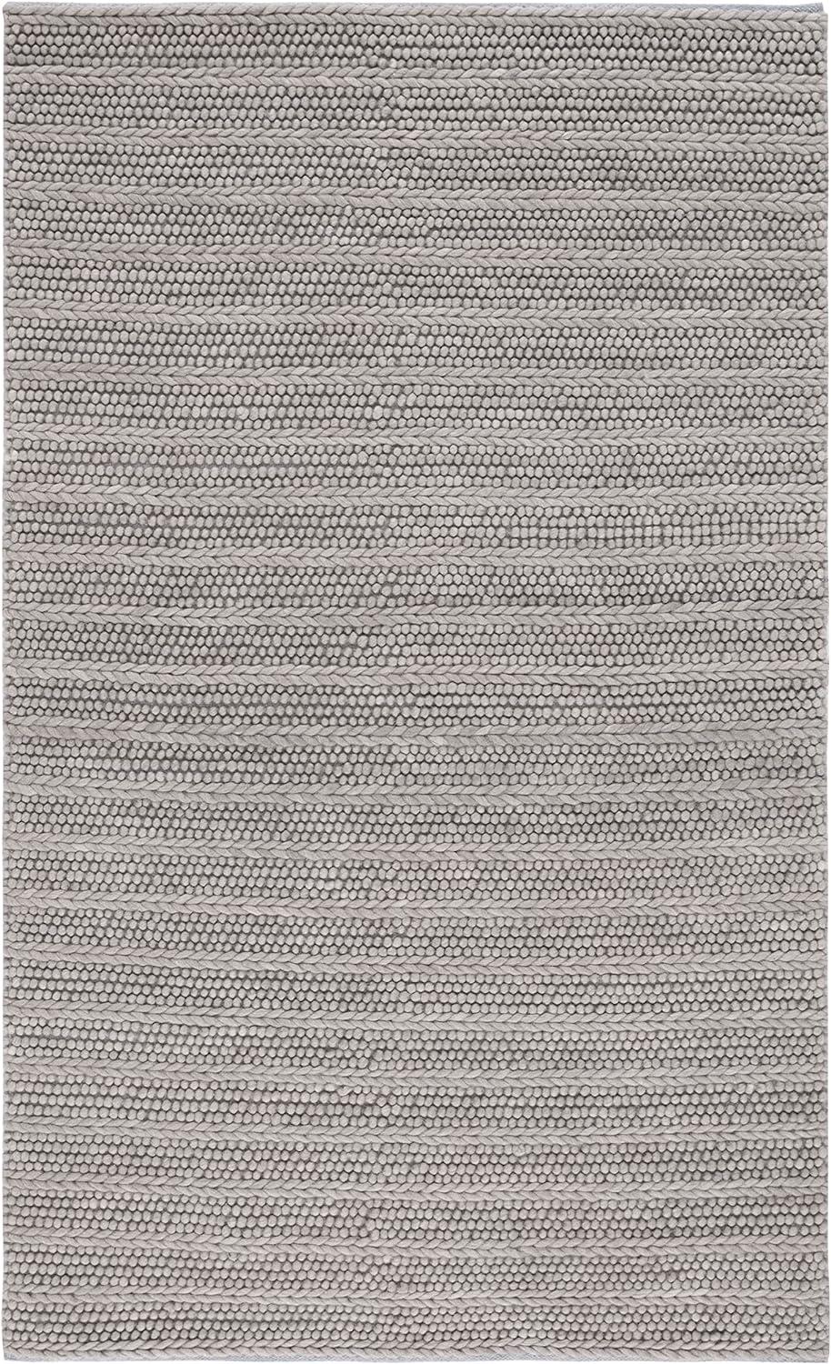 Handmade Gray Wool 4' x 6' Rectangular Flat Woven Rug