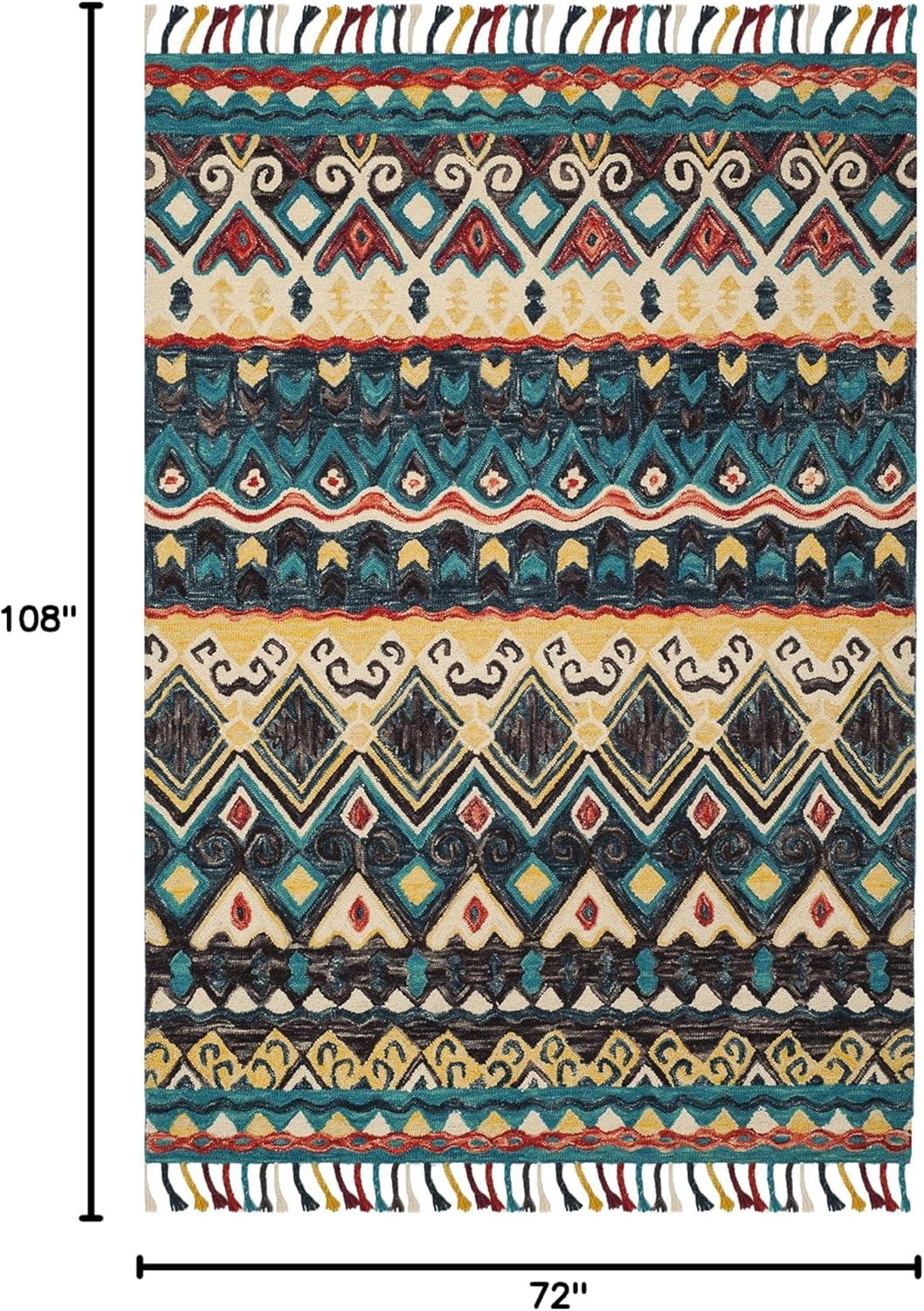 Aspen APN137 Hand Tufted Area Rug - Blue/Red - 6'x9' - Safavieh..