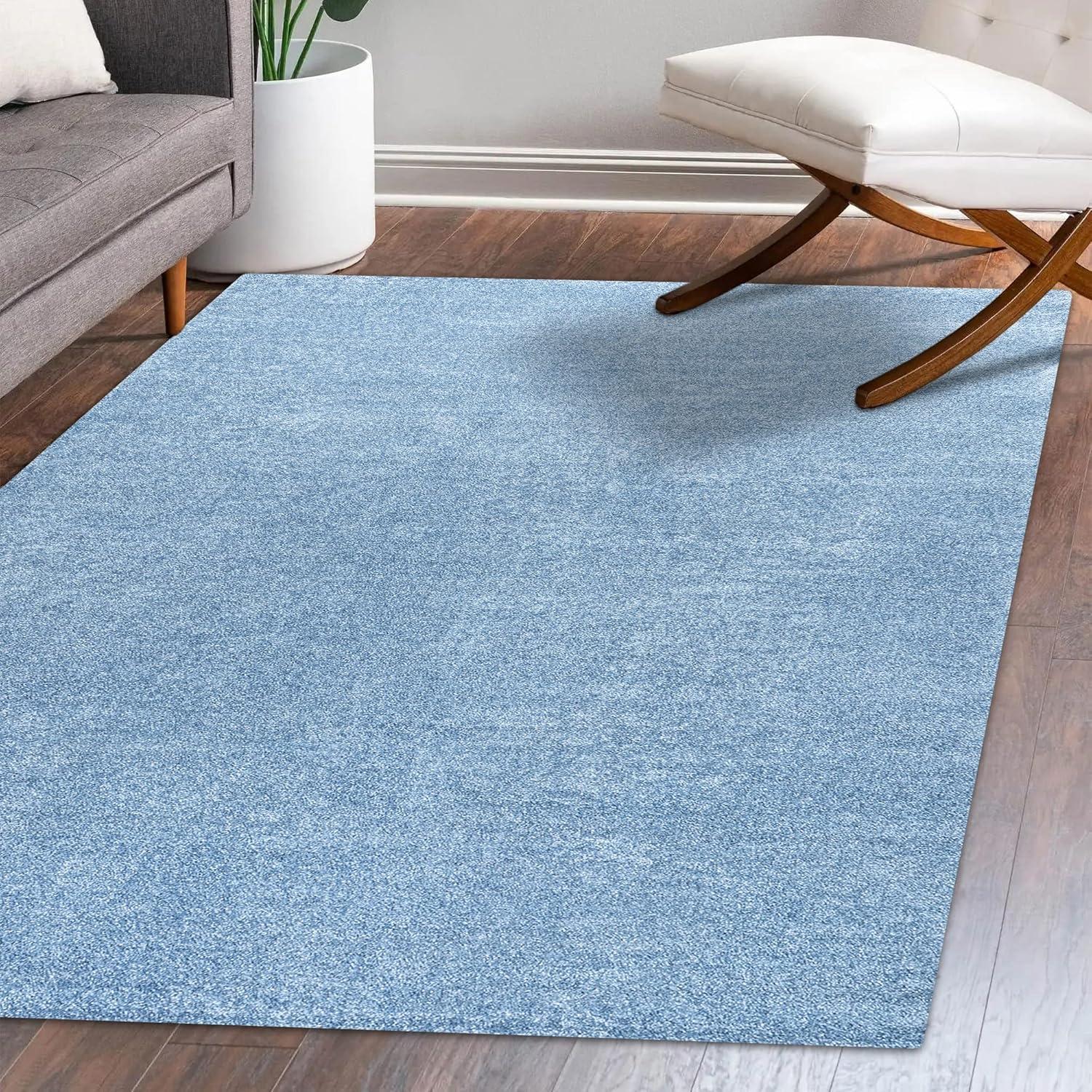10' X 14' Rectangle Haze Solid Low-Pile Area Rug , Classic Blue - JONATHAN Y
