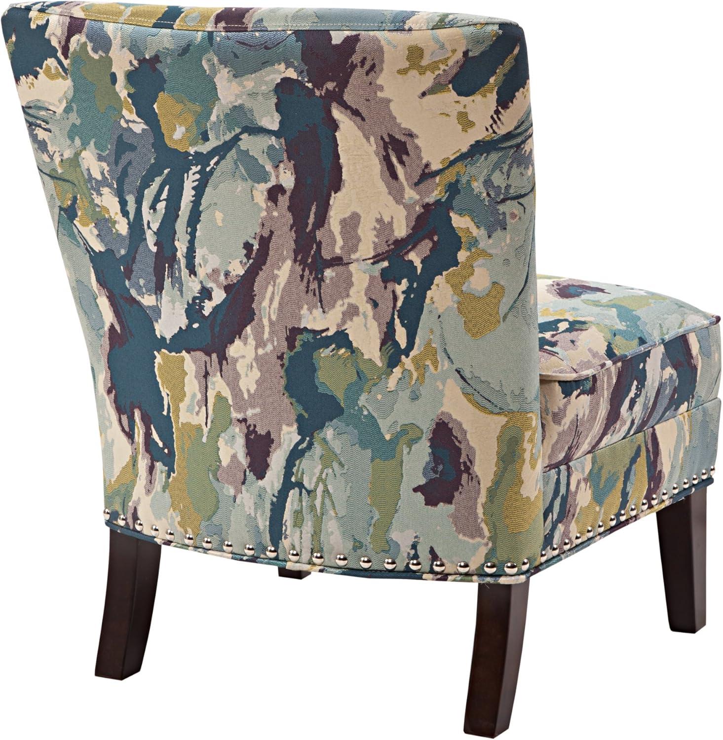 Karly Slipper Accent Chair Blue/Cream - Madison Park: Elegant Back, Silver Nailhead Trim