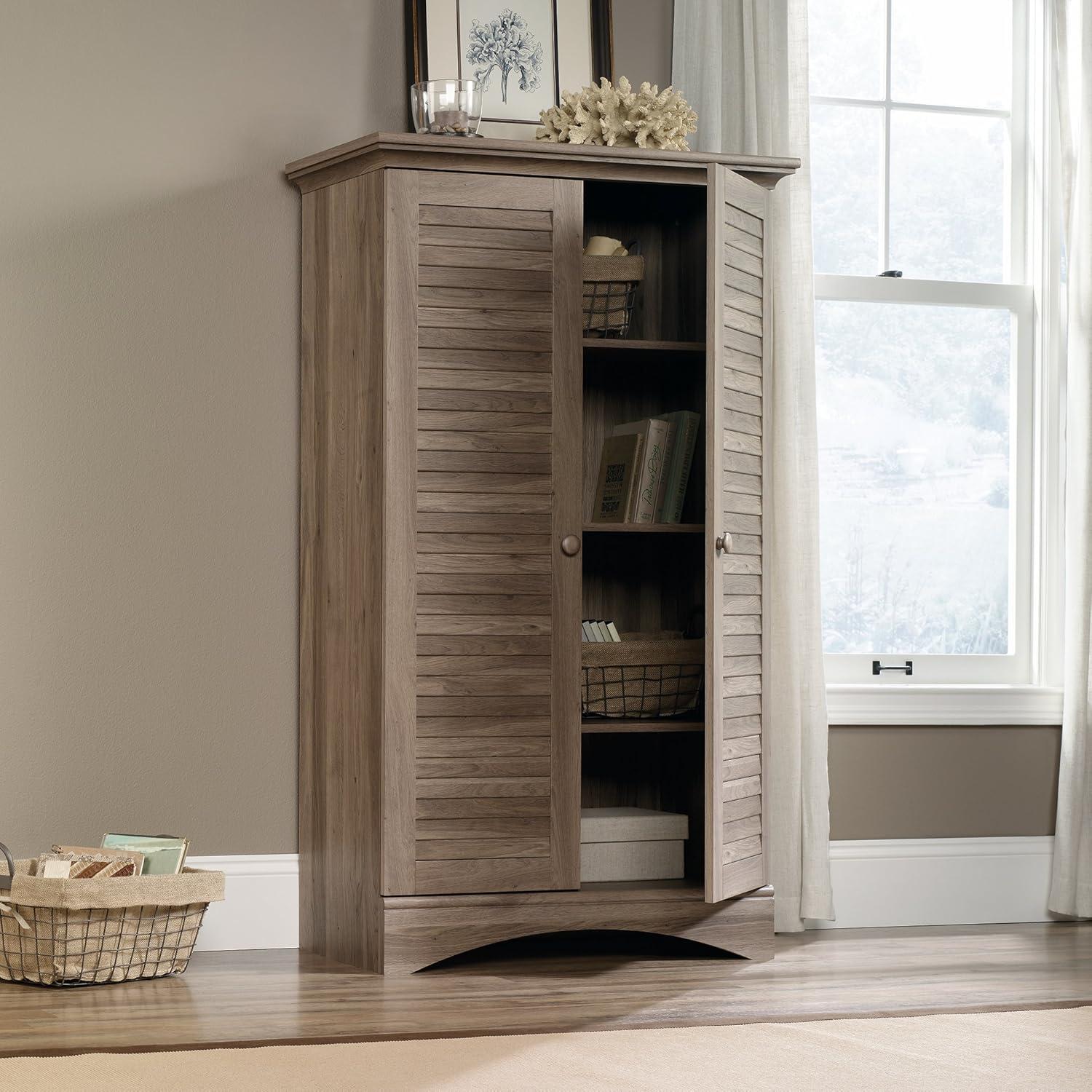 Sauder Harbor View Engineered Wood Storage Cabinet in Salt Oak Finish