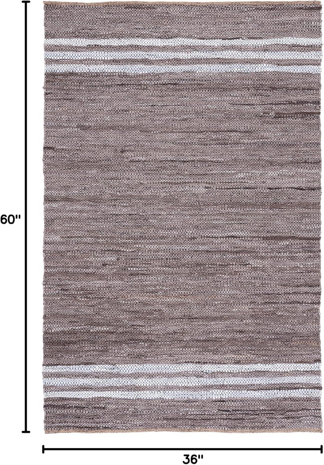 Vintage Leather VTL400 Hand Woven Indoor Accent Rug - Silver/Ivory - 3'x5' - Safavieh