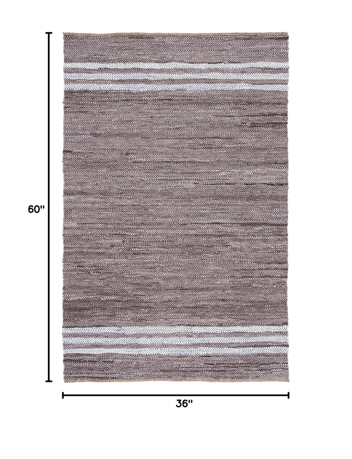 Vintage Leather VTL400 Hand Woven Indoor Accent Rug - Silver/Ivory - 3'x5' - Safavieh