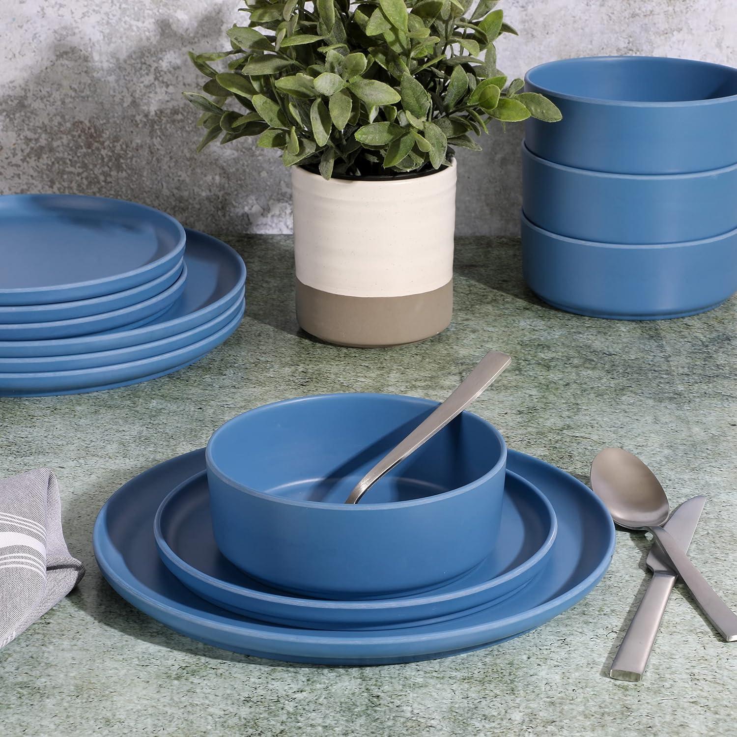 Gibson Home Canyon Crest 12-Piece Stackable Matte Melamine Dinnerware Set