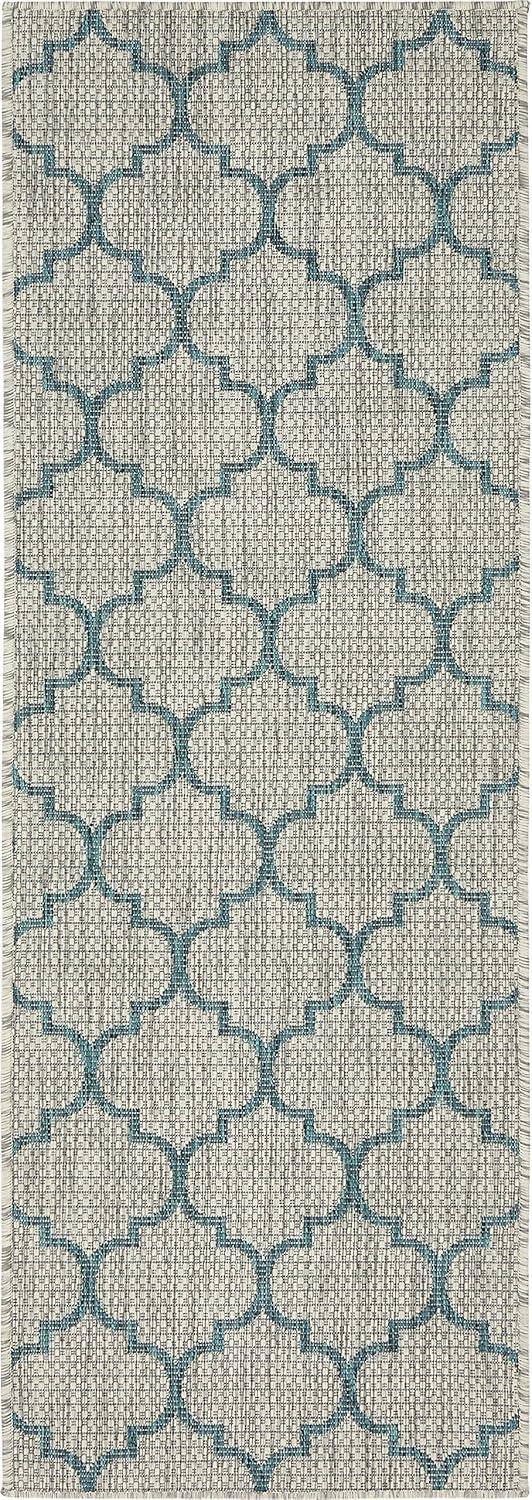 Unique Loom 2' 0 x 6' 1 Runner Indoor/Outdoor Trellis Gray Runner Rug